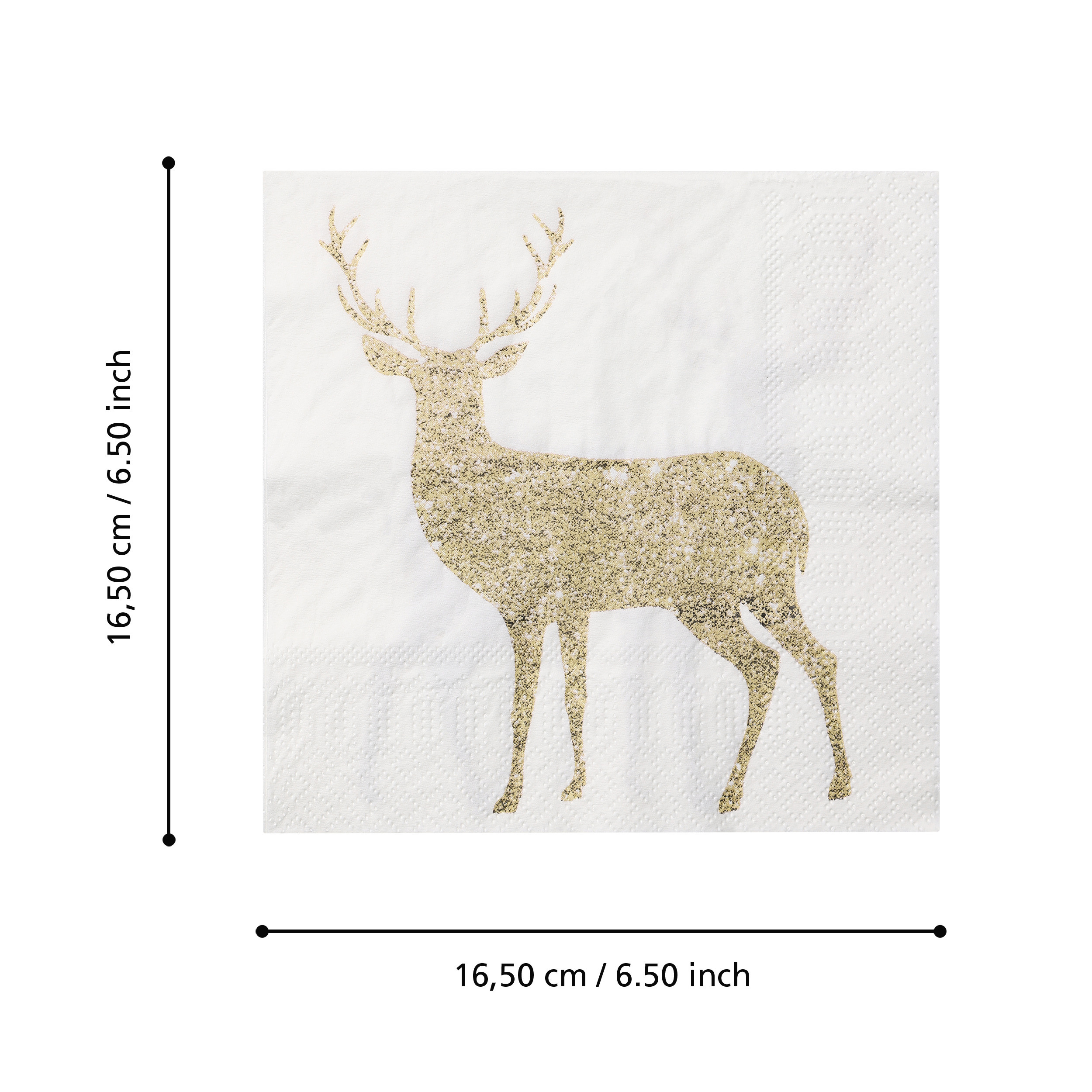 Eglo Servietten Hirsch Pasig weiß/gold 16,5 x 16,5 cm - 20er Pack