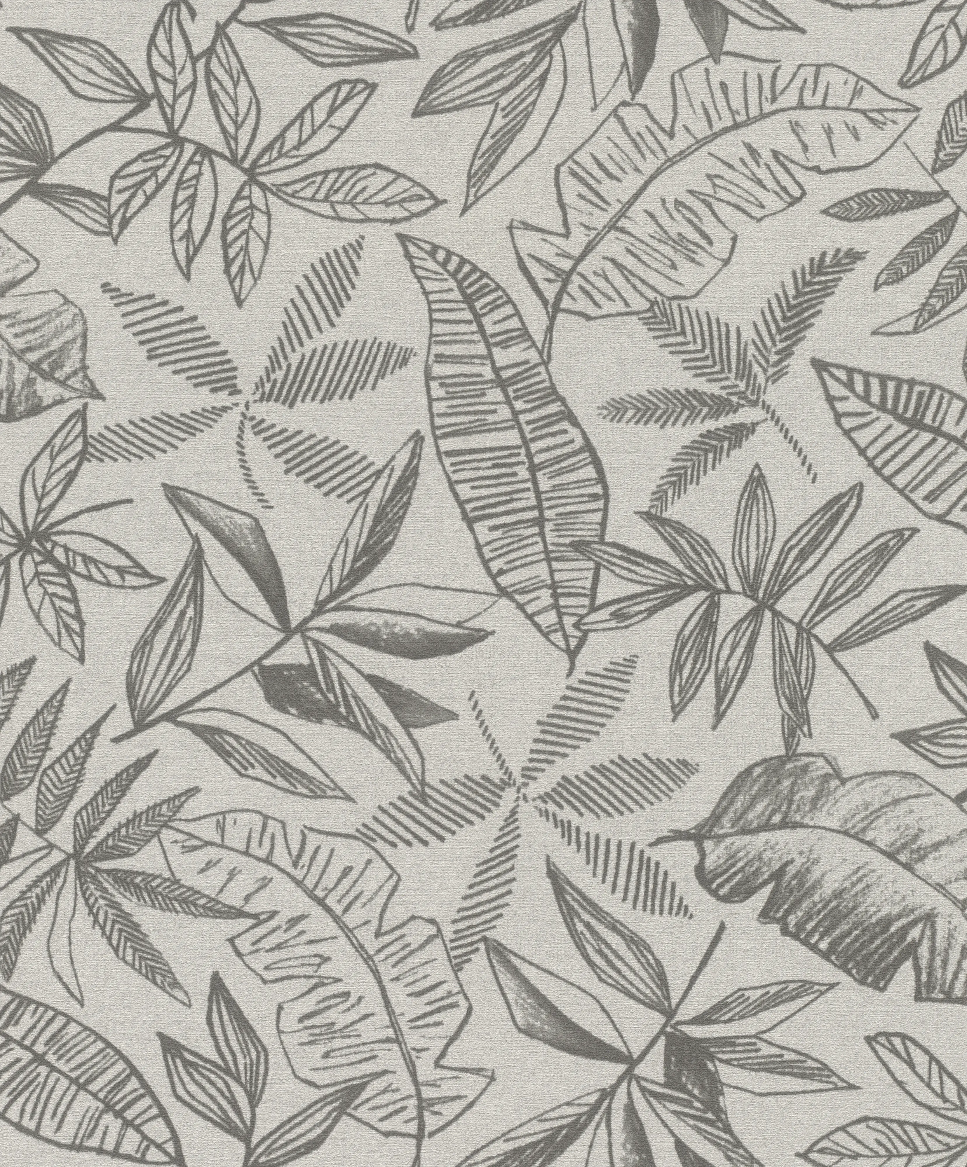 Schöner Wohnen Vliestapete Blätter hellgrau anthrazit 10,05 x 0,53 m