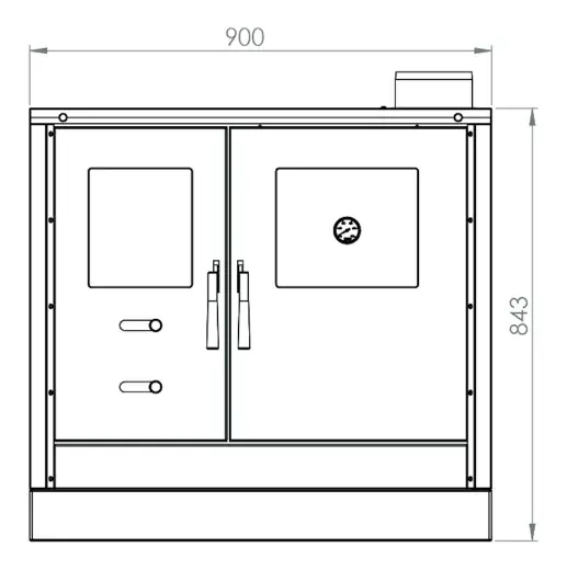 Firefix Küchenherd MAAS Stahlverkleidung schwarz mit einer Edelstahlfront 83 kW