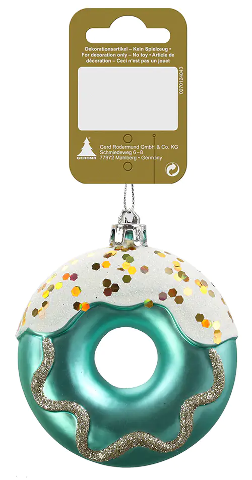 Weihnachtsanhänger Donut türkis aus Kunststoff Ø 8 cm Weihnachtsanhänger Donut türkis aus Kunststoff Ø 8 cm