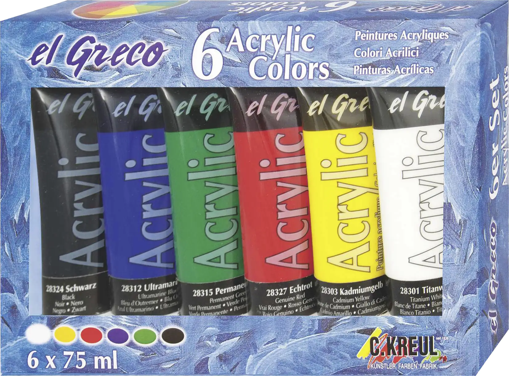 Kreul el Greco Acrylic Tuben Set 6 x 75 ml  Kreul el Greco Acrylic Tuben Set 6 x 75 ml