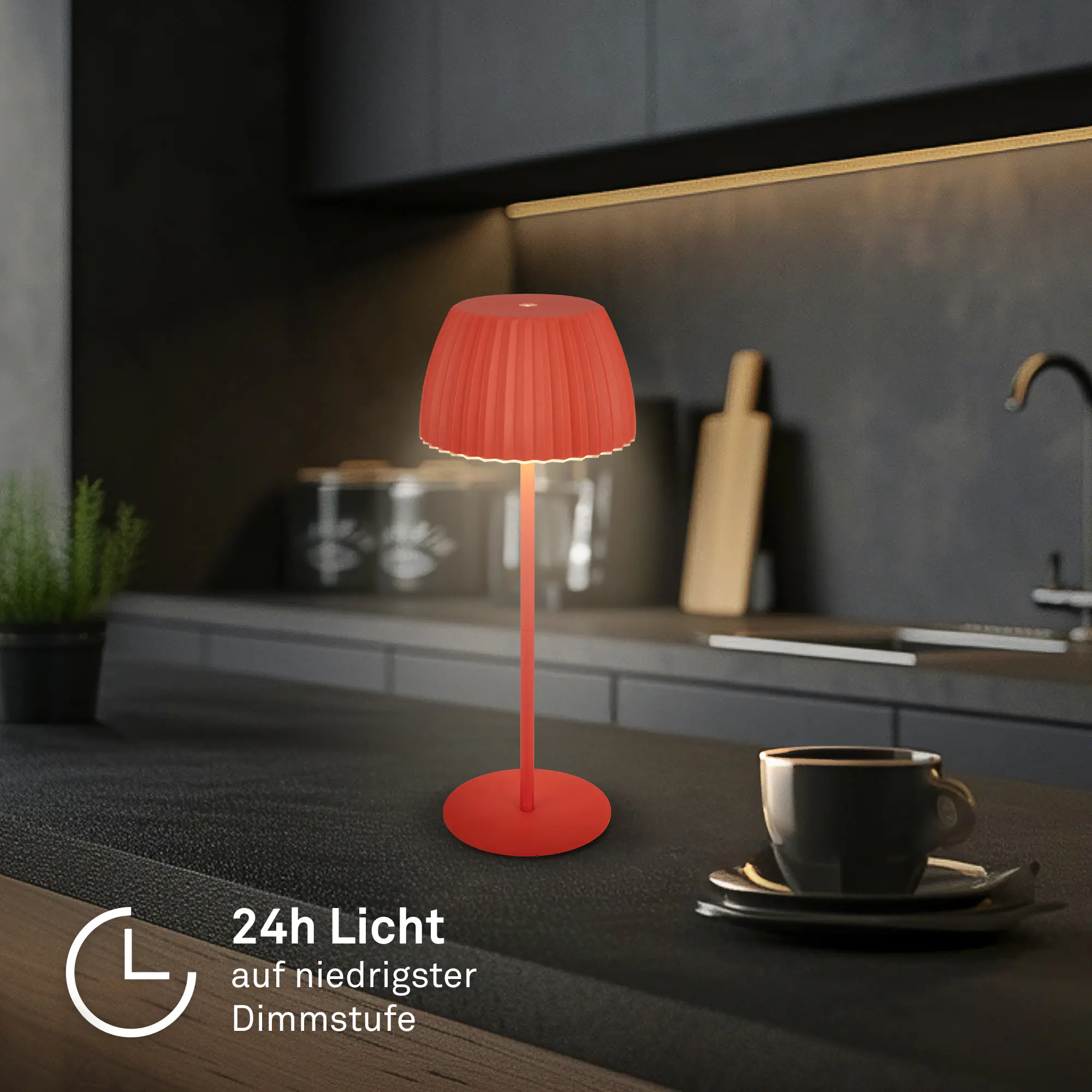 Briloner LED-Tischleuchte Riffle mit Akku orange dimmbar