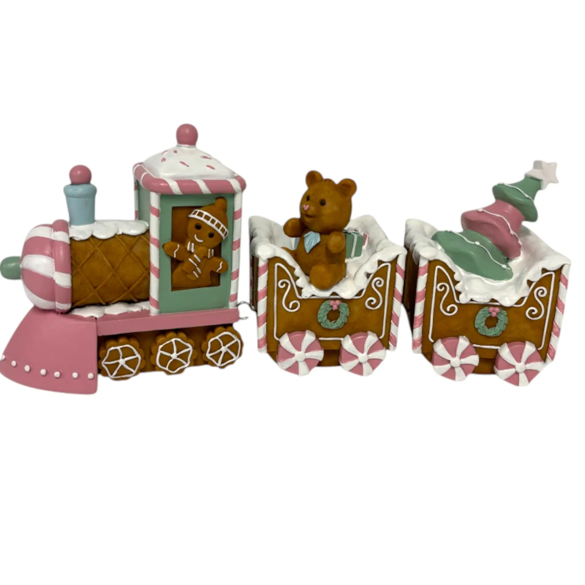 Dekofigur Pfefferkuchenzug groß 22,5 x 15 x 53 cm bunt