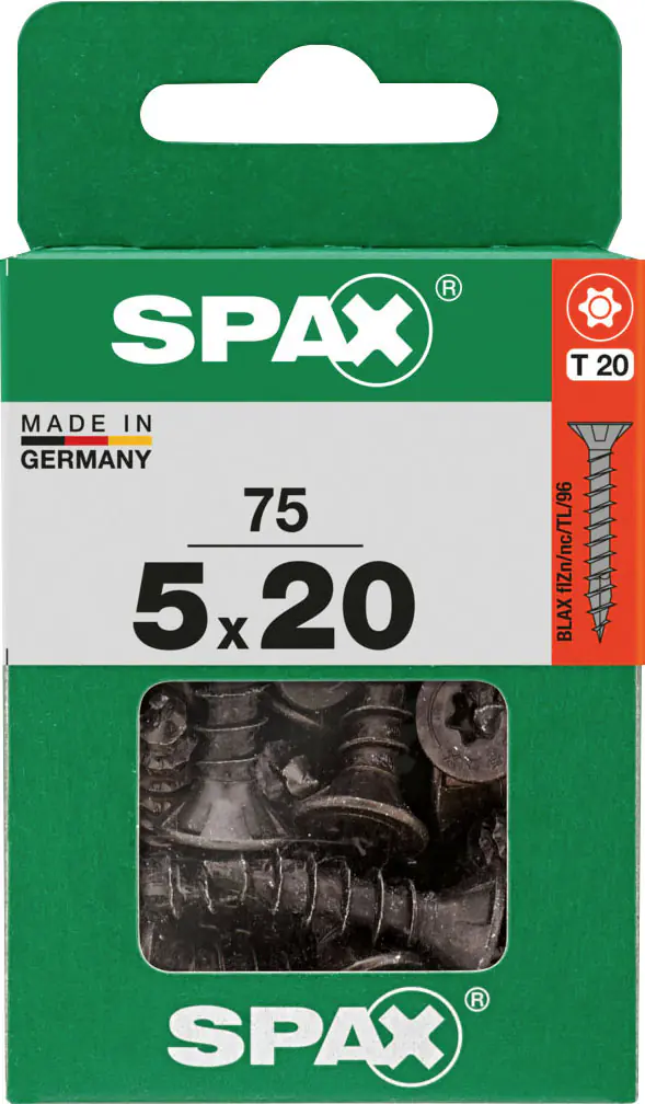 Spax Universalschrauben 5 x 20 mm T20 Vollgewinde - 75 Stk.  Spax Universalschrauben 5 x 20 mm T20 Vollgewinde - 75 Stk.