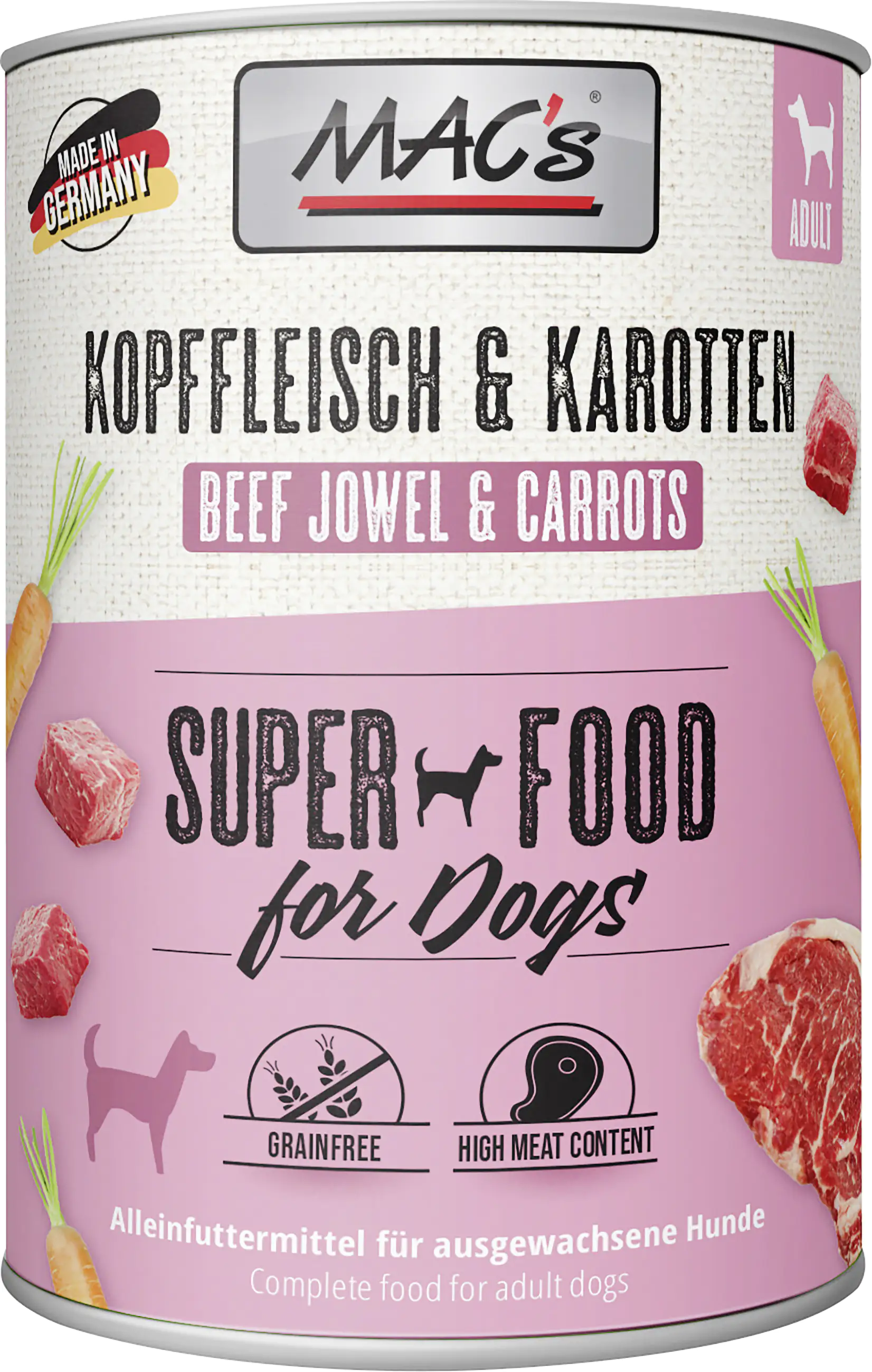 Macs Dog Hundenassfutter Adult getreidefrei 400 g Kopffleisch & Karotte Macs Dog Hundenassfutter Adult getreidefrei 400 g Kopffleisch & Karotte