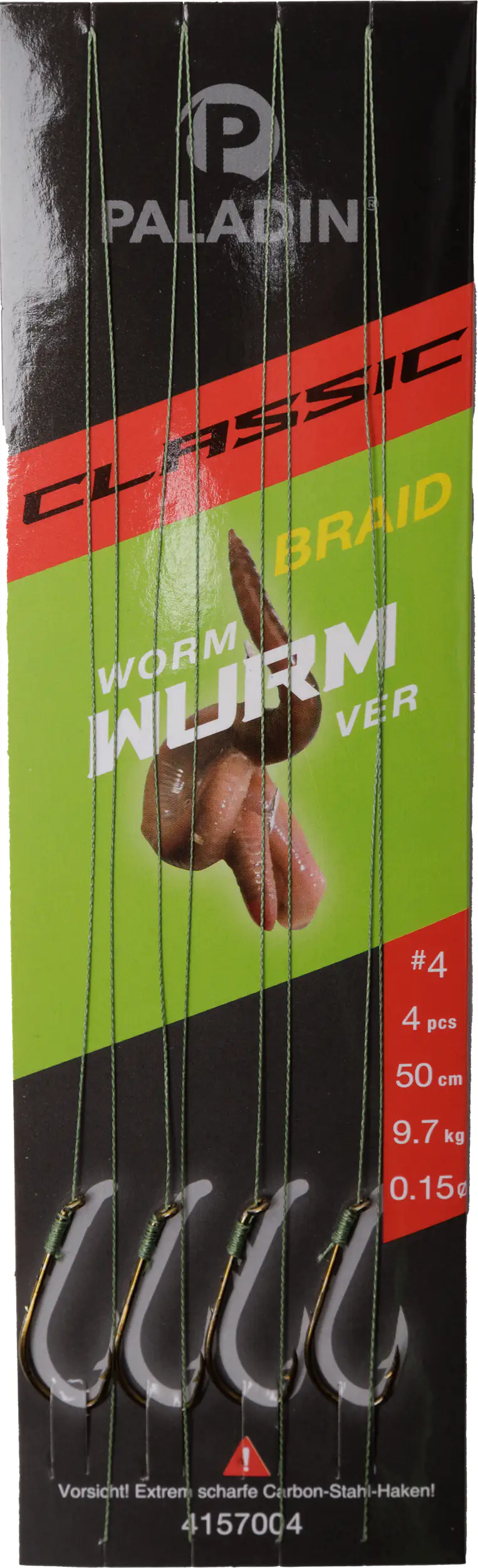 Paladin Wurmhaken gebunden geflochten Größe 4 4 Stück gold