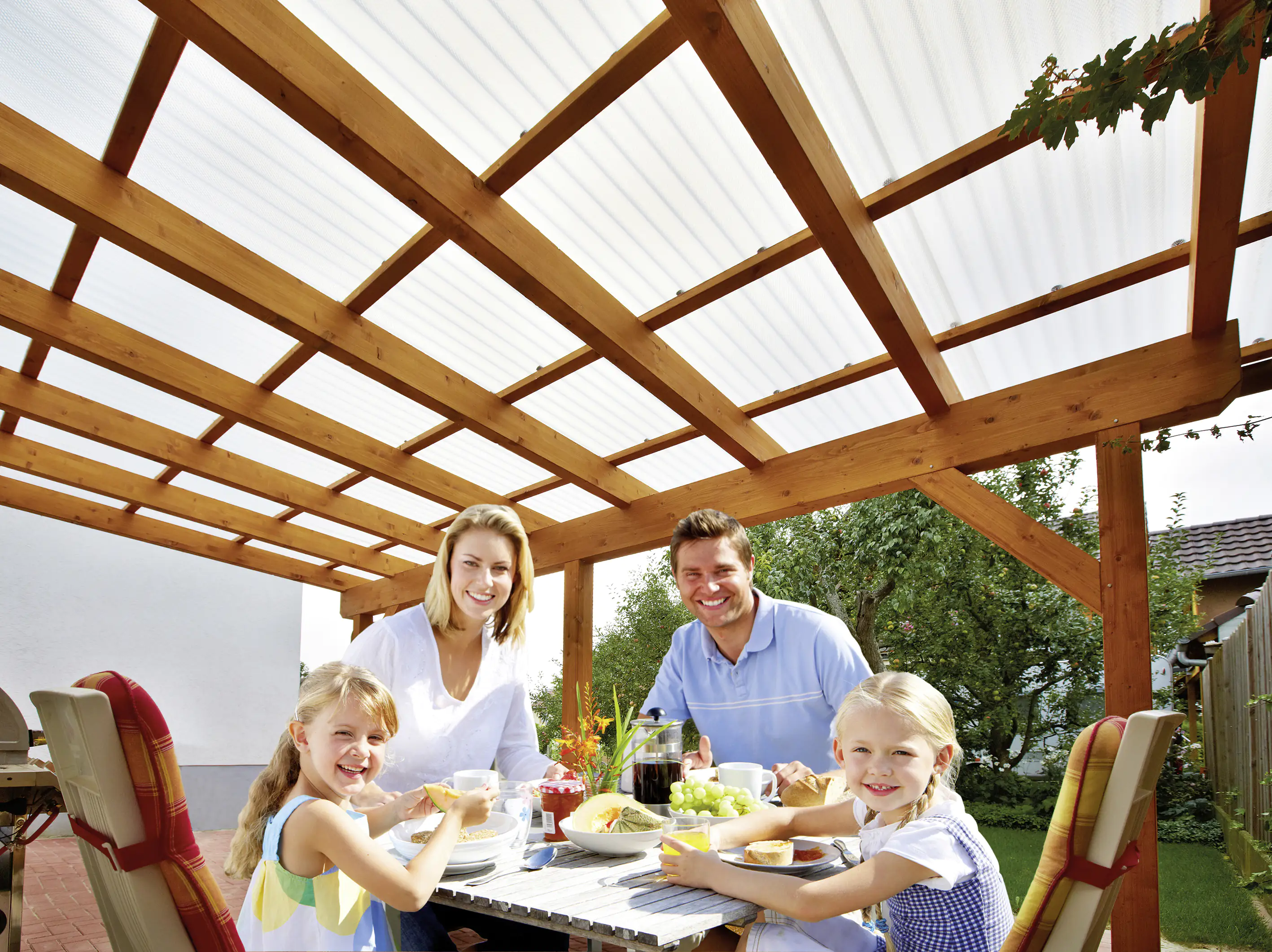 4003412095127_1268532 Gutta Polycarbonat-Wellplatte Wabe Sinus 76/18 200 x 104,5 cm 2,6 mm klar