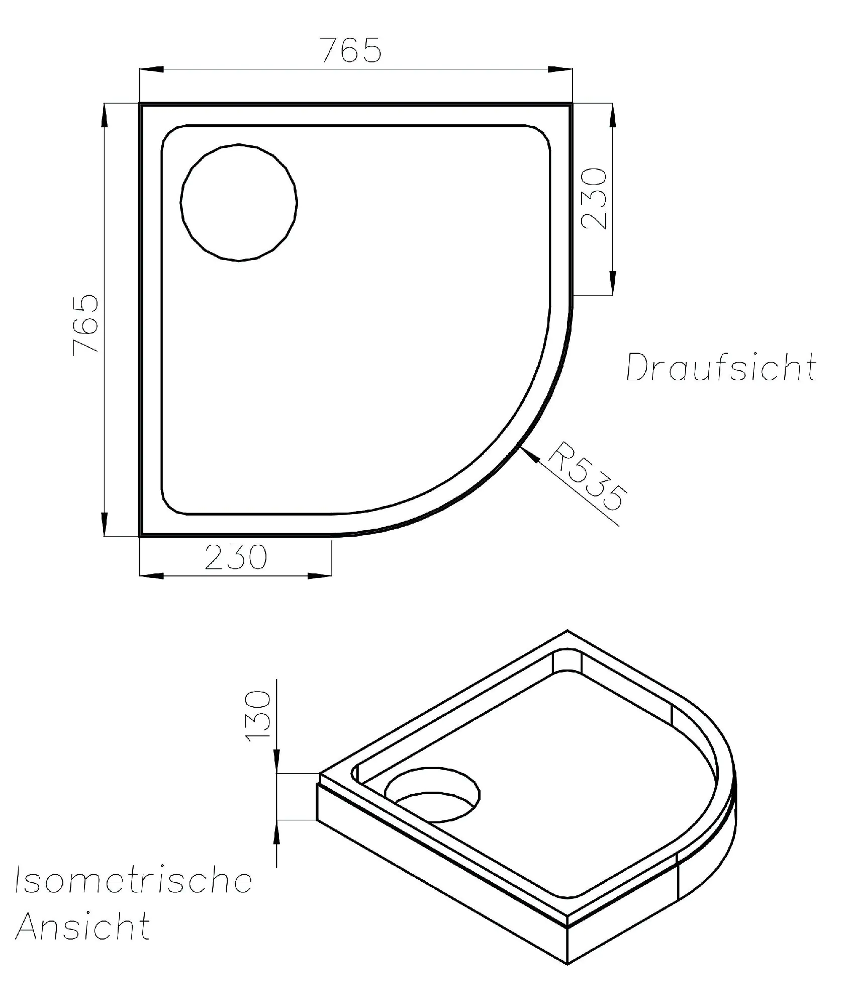 Ottofond Wannenträger Denia 765 x 765 mm