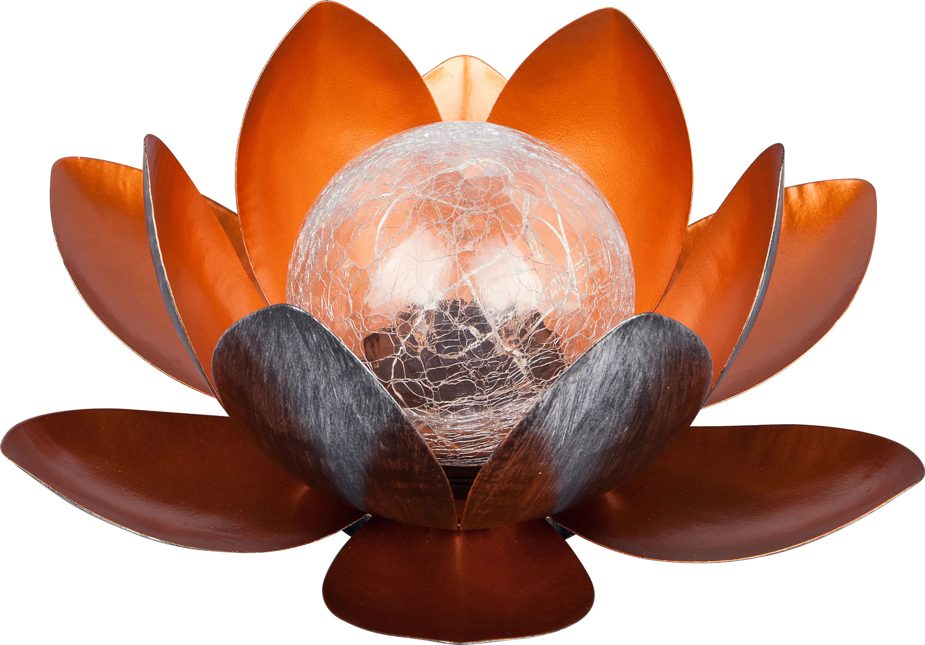 4333692208680 TrendLine LED Solarleuchte Seerose kupfer mit Glaskugel