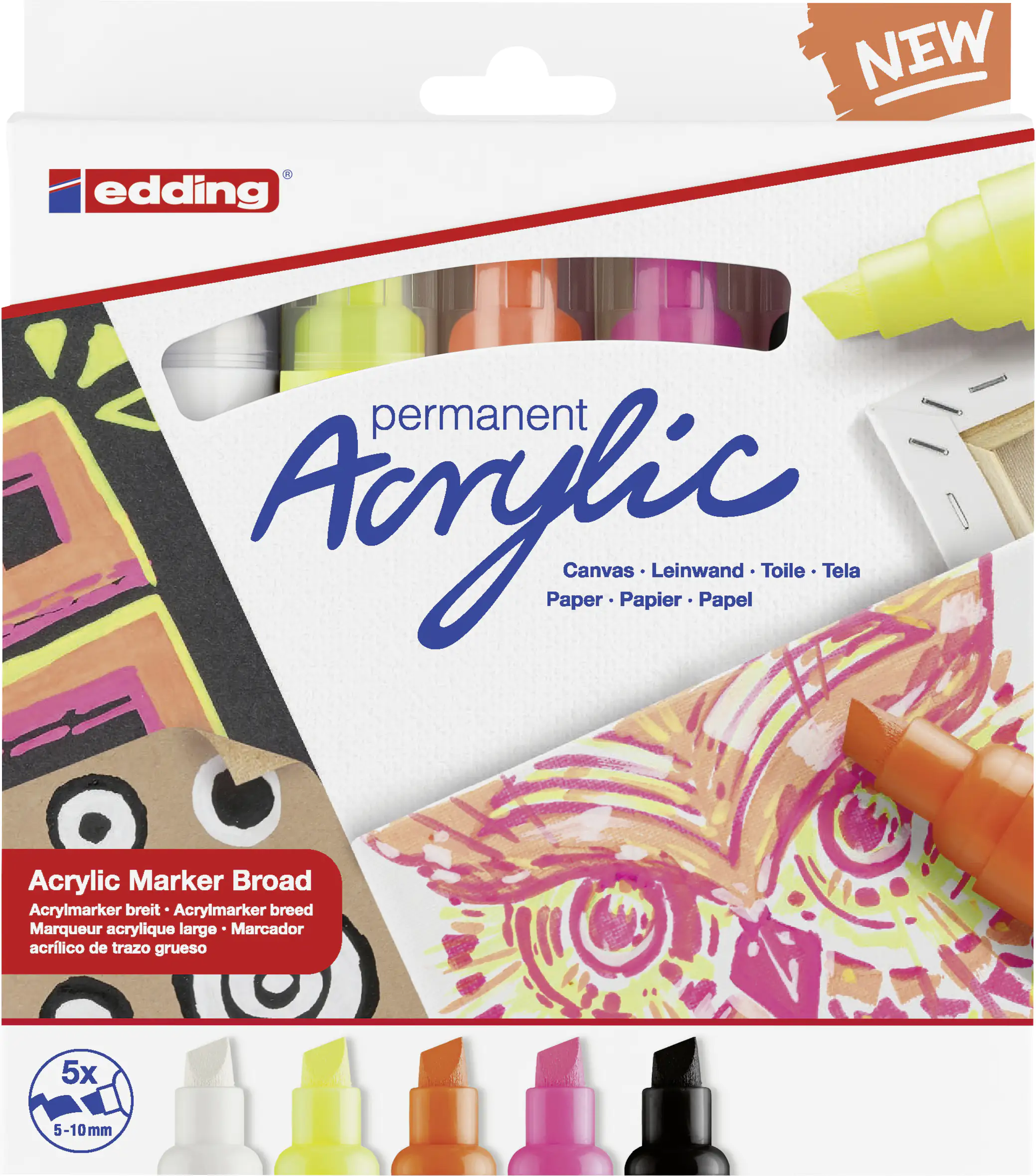 edding 5000 Acrylmarker breit 5er Set neon 5 - 10 mm