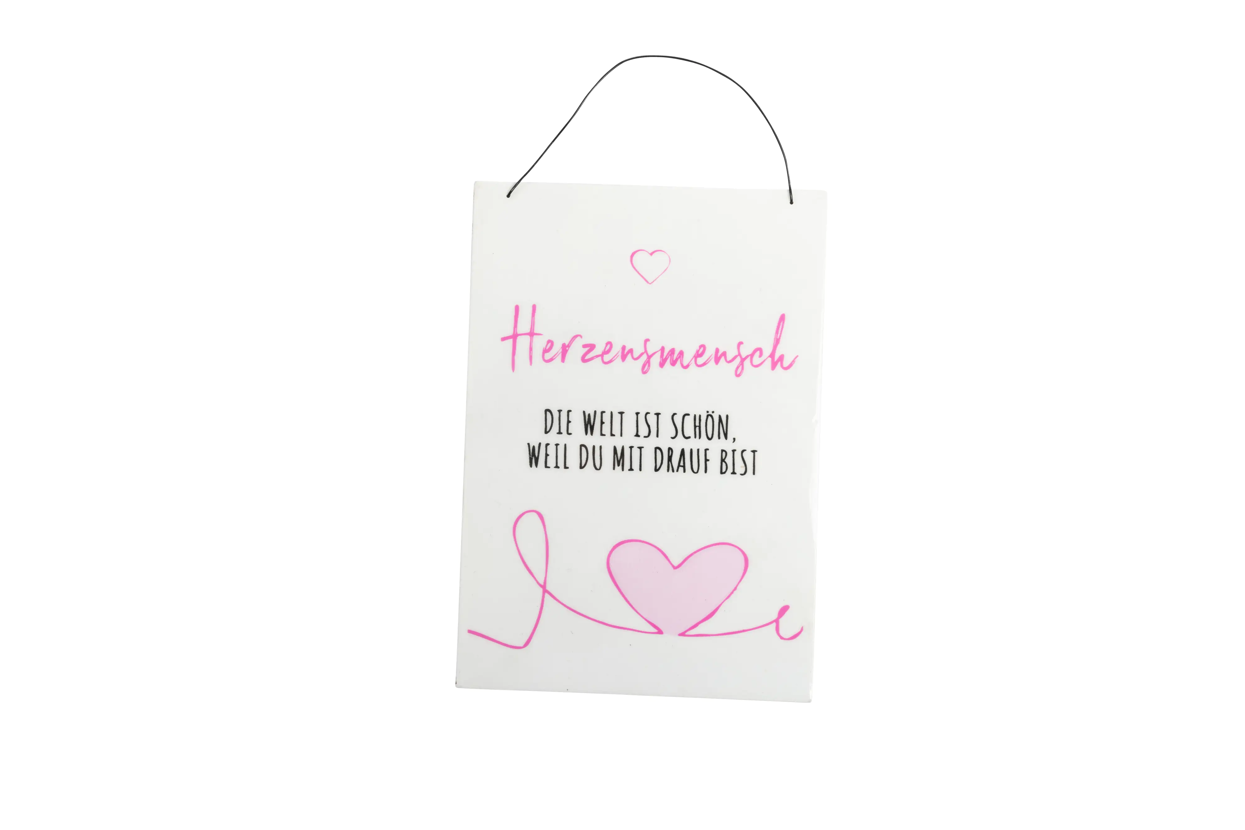 Freese Holz-Schild Herzensmensch, weiß/schwarz/rosa, 23 x 16 x 0,6 cm