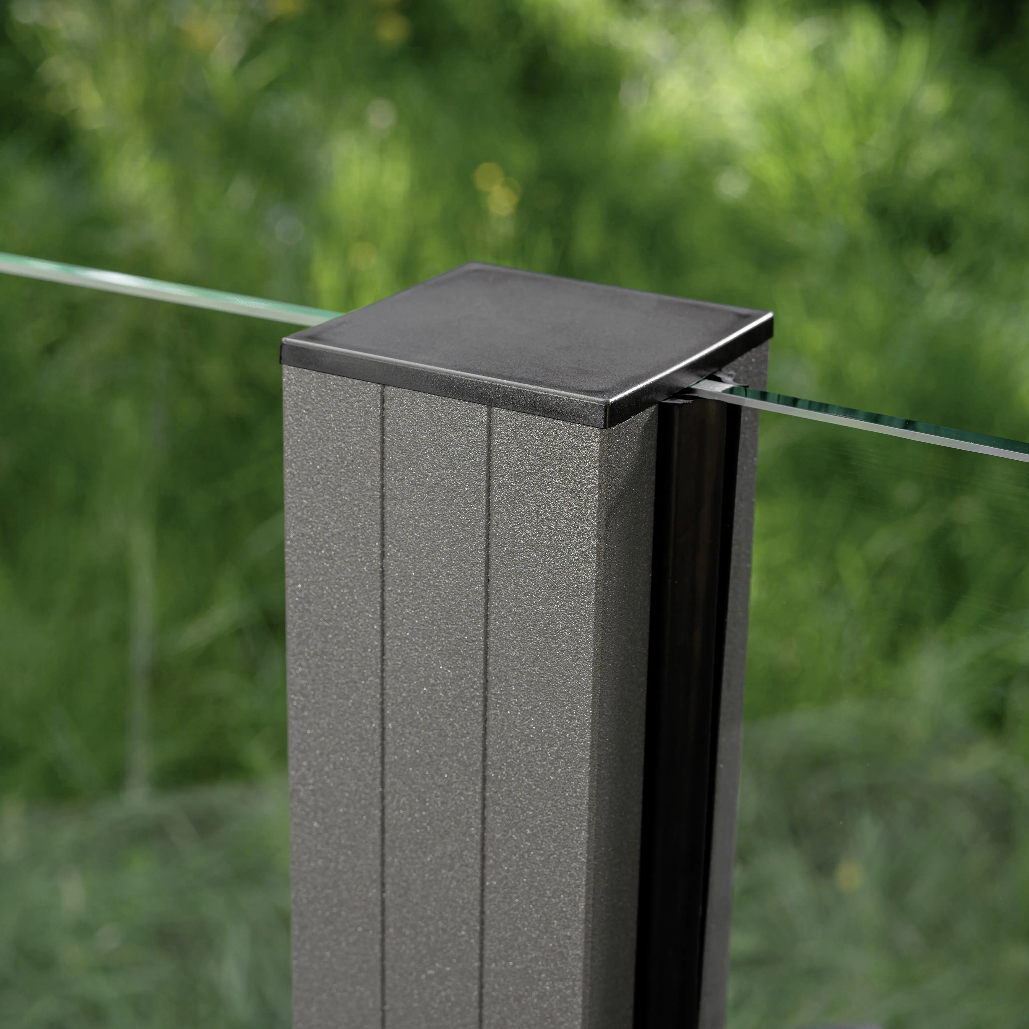 Ambiente Glaszaun Erweiterungsset Klarglas mit Siebdruck 187 x 107,2 cm grau