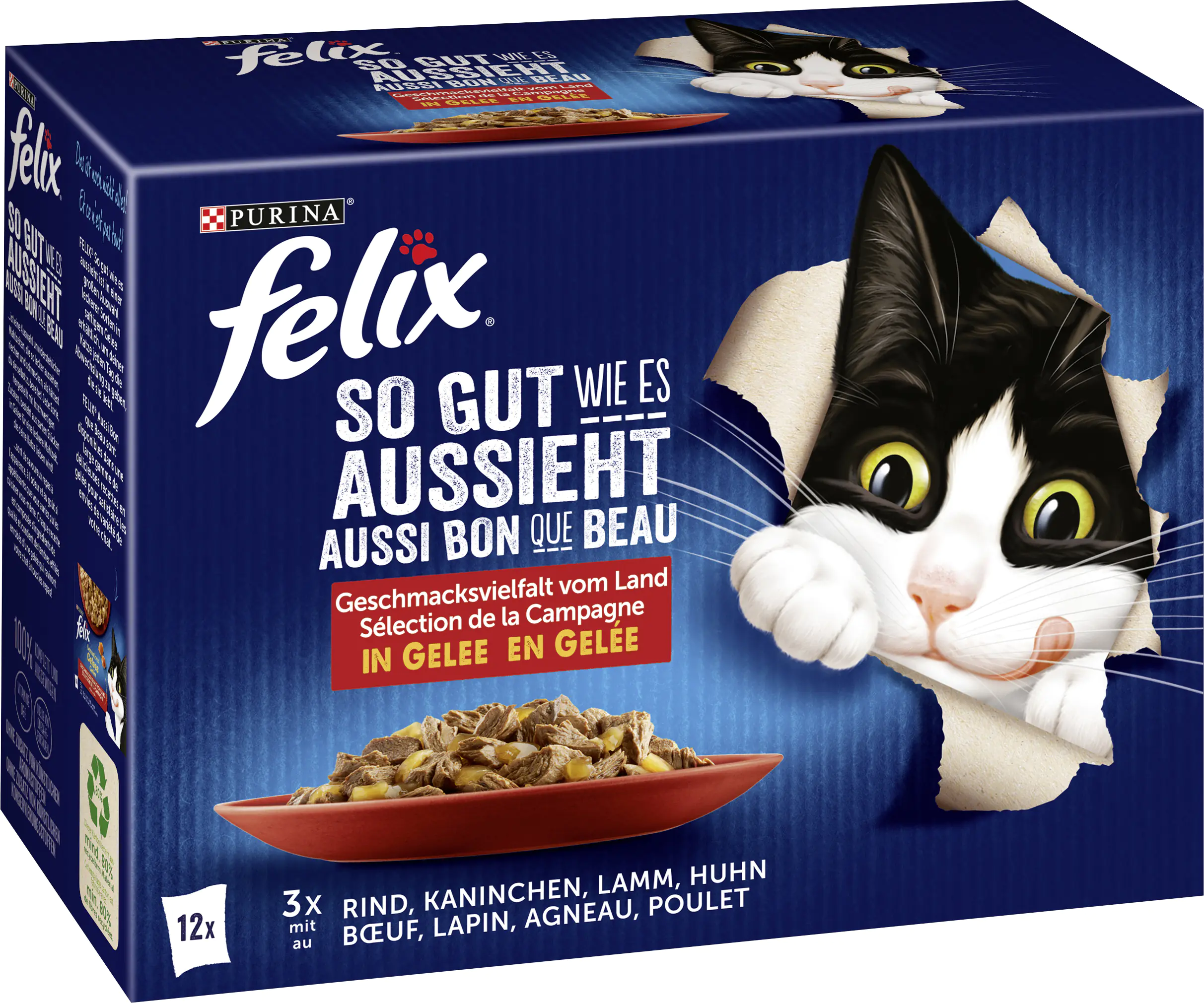 Felix Geschmacksvielfalt vom Land in Gelee Katzenfutter 12 x 85gn Felix Geschmacksvielfalt vom Land in Gelee Katzenfutter 12 x 85gn