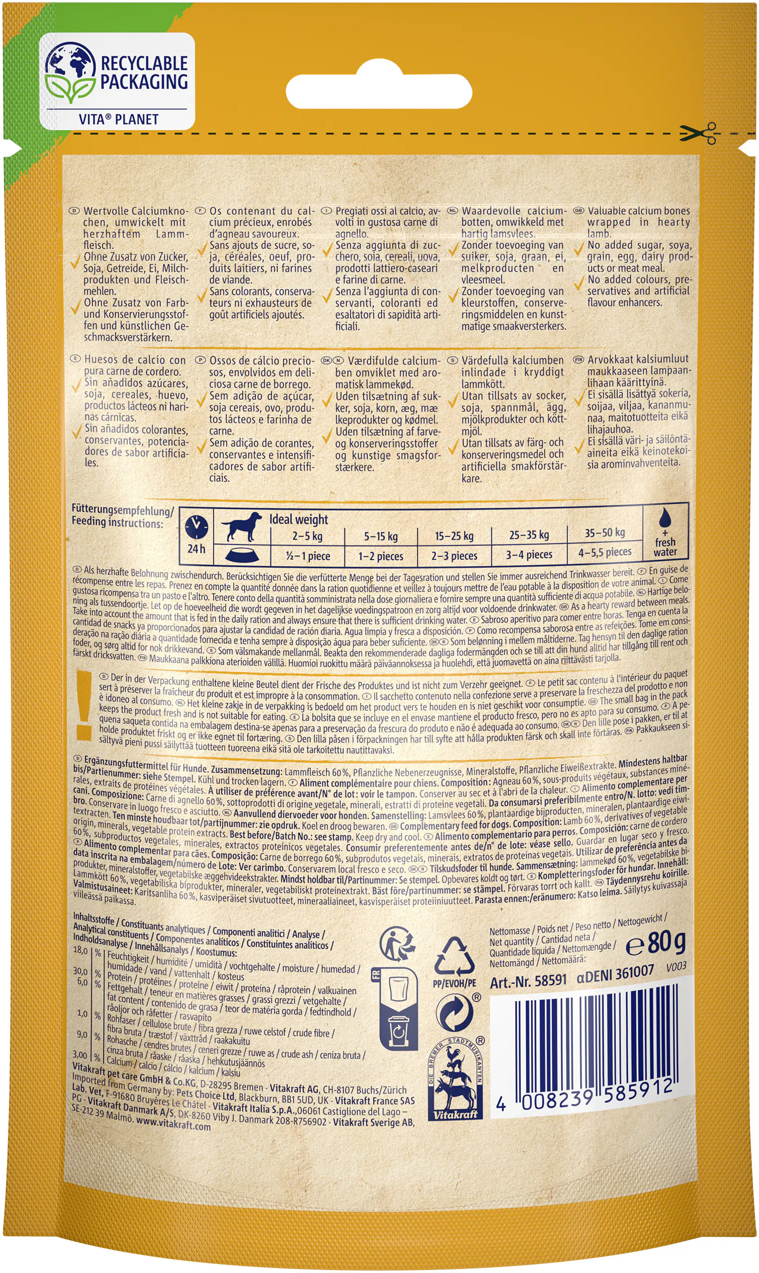 Vitakraft LAMB Bonas® Calciumknochen Lamm 80 g