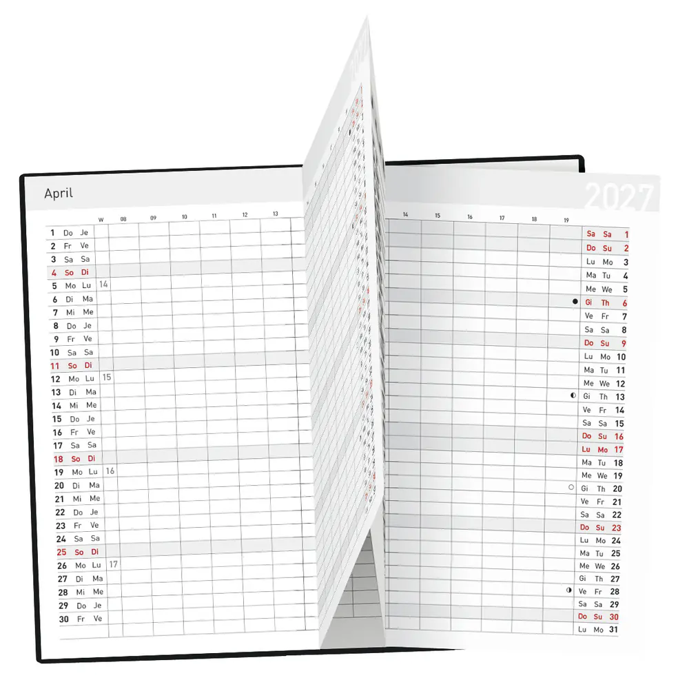 Korsch Taschenkalender Saturn Leporello 2027 blau