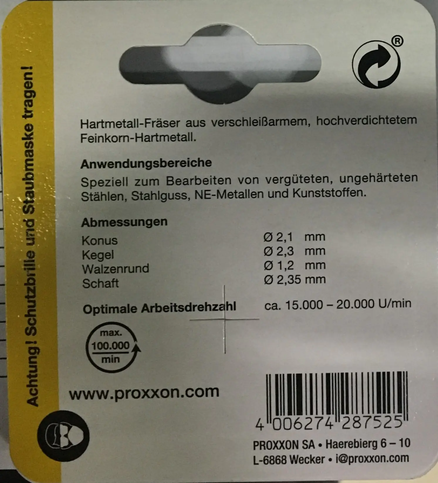 Proxxon Micromot Hartmetall-Fräsersatz 1,2 x 4,0 mm 3 Stück Proxxon Micromot Hartmetall-Fräsersatz 1,2 x 4,0 mm 3 Stück