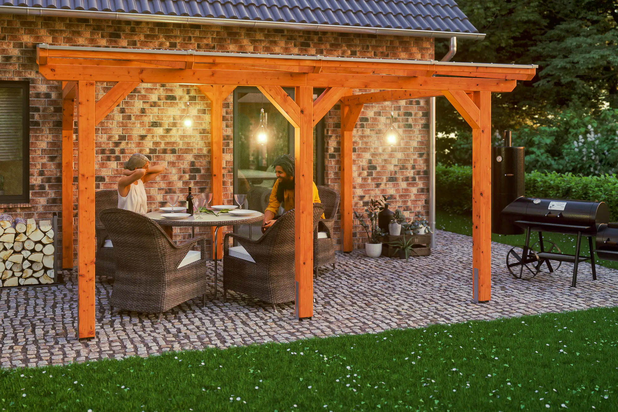 SKAN HOLZ Terrassenüberdachung Siena 434 x 350 cm Leimholz