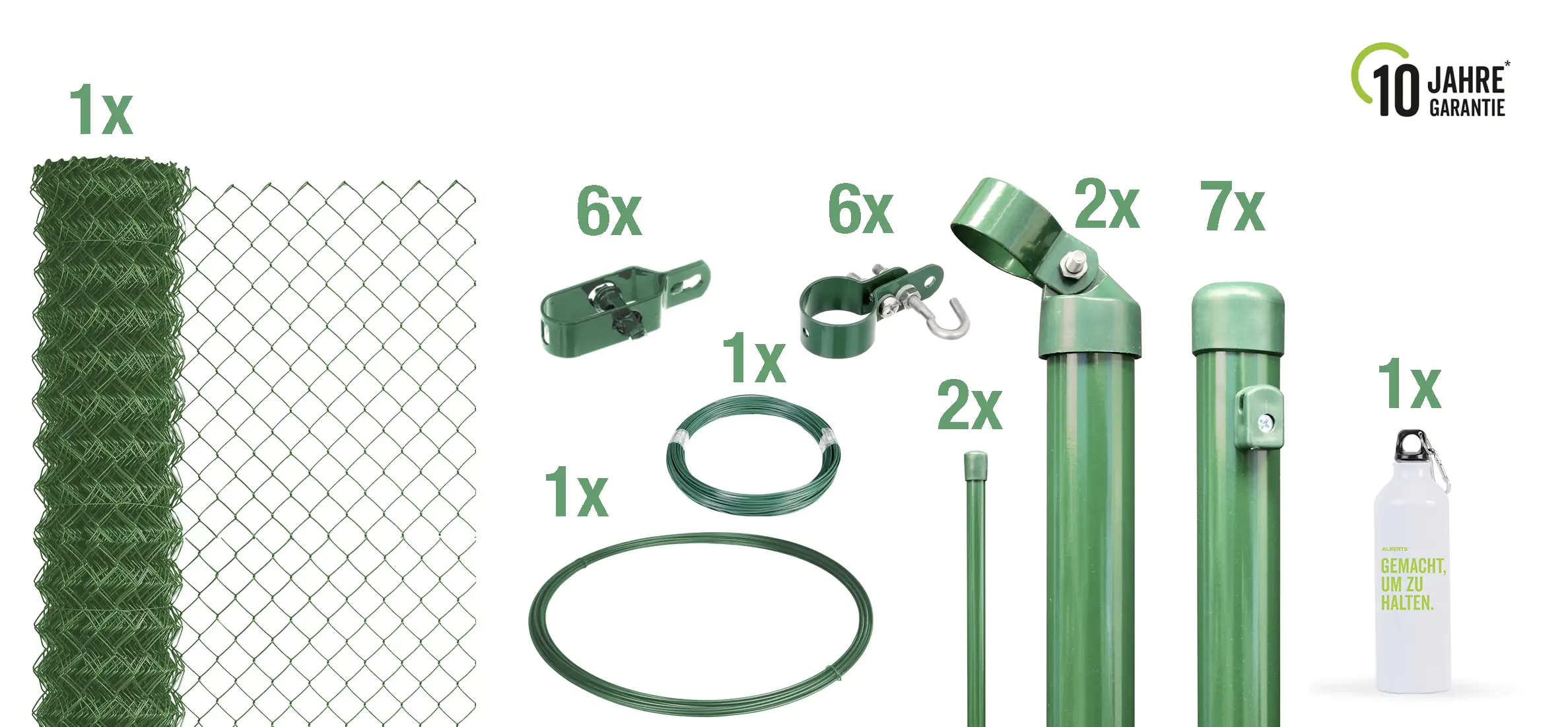 Alberts Komplettset Maschendrahtzaun 15 m 175 cm hoch grün
