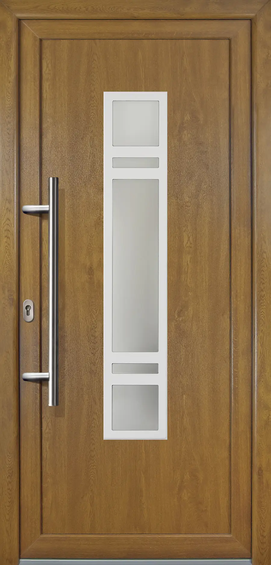 4060691163138 Meeth Haustür Signum PVC Exclusiv PVC Modell 83 108 x 200 cm, DIN links, weiß/golden Oak