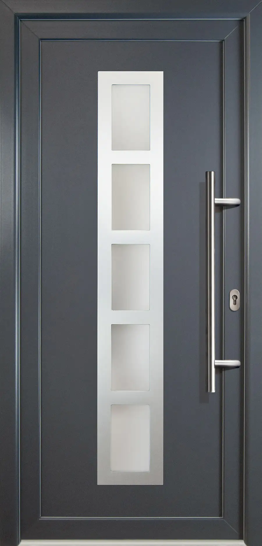 4060691161561 Meeth Haustür Signum PVC Exclusiv PVC Modell 51 88 x 208 cm, DIN rechts, weiß/titan
