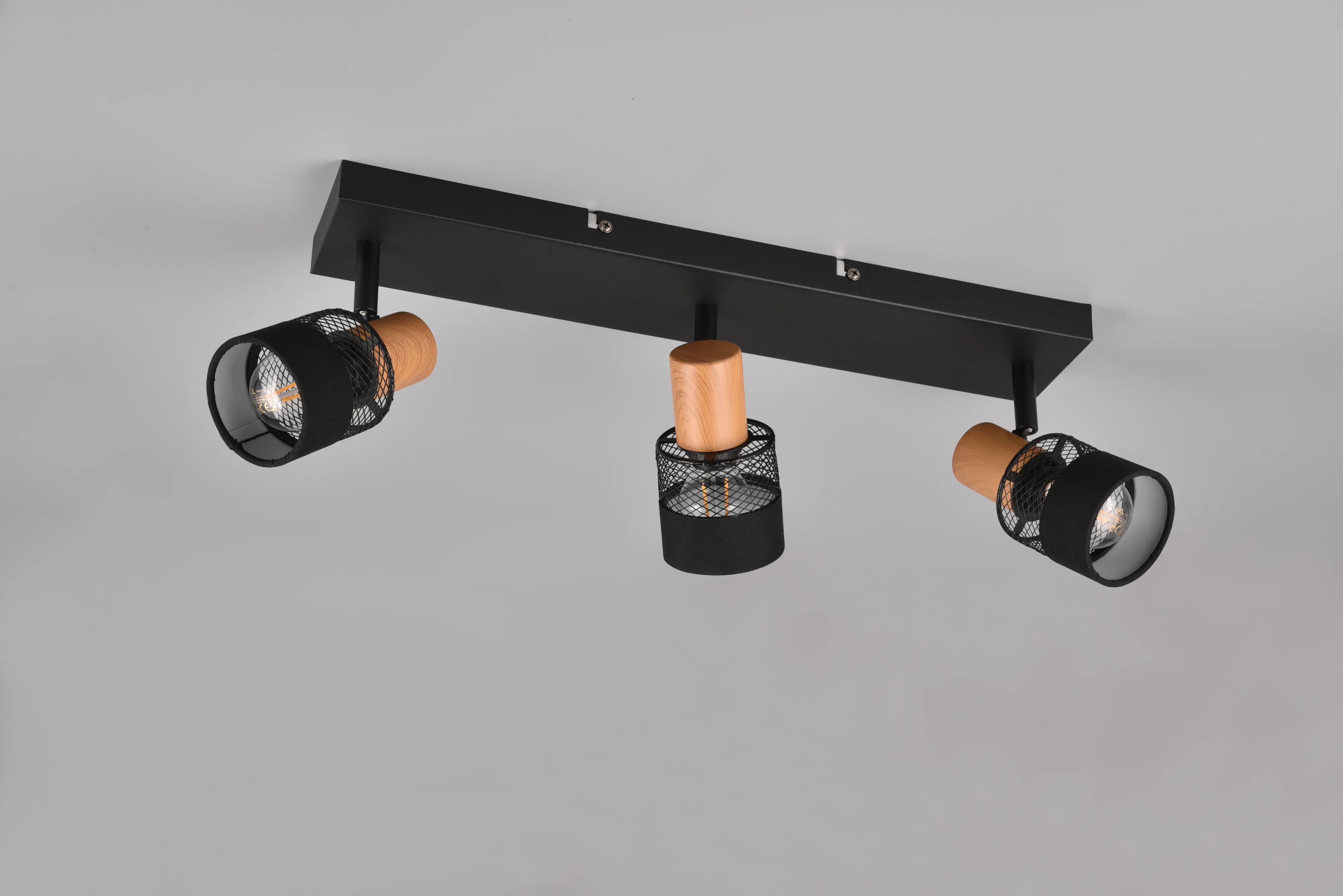 Trio Deckenstrahler 3er Spot Nandini E14 schwarz, Metall, Holz