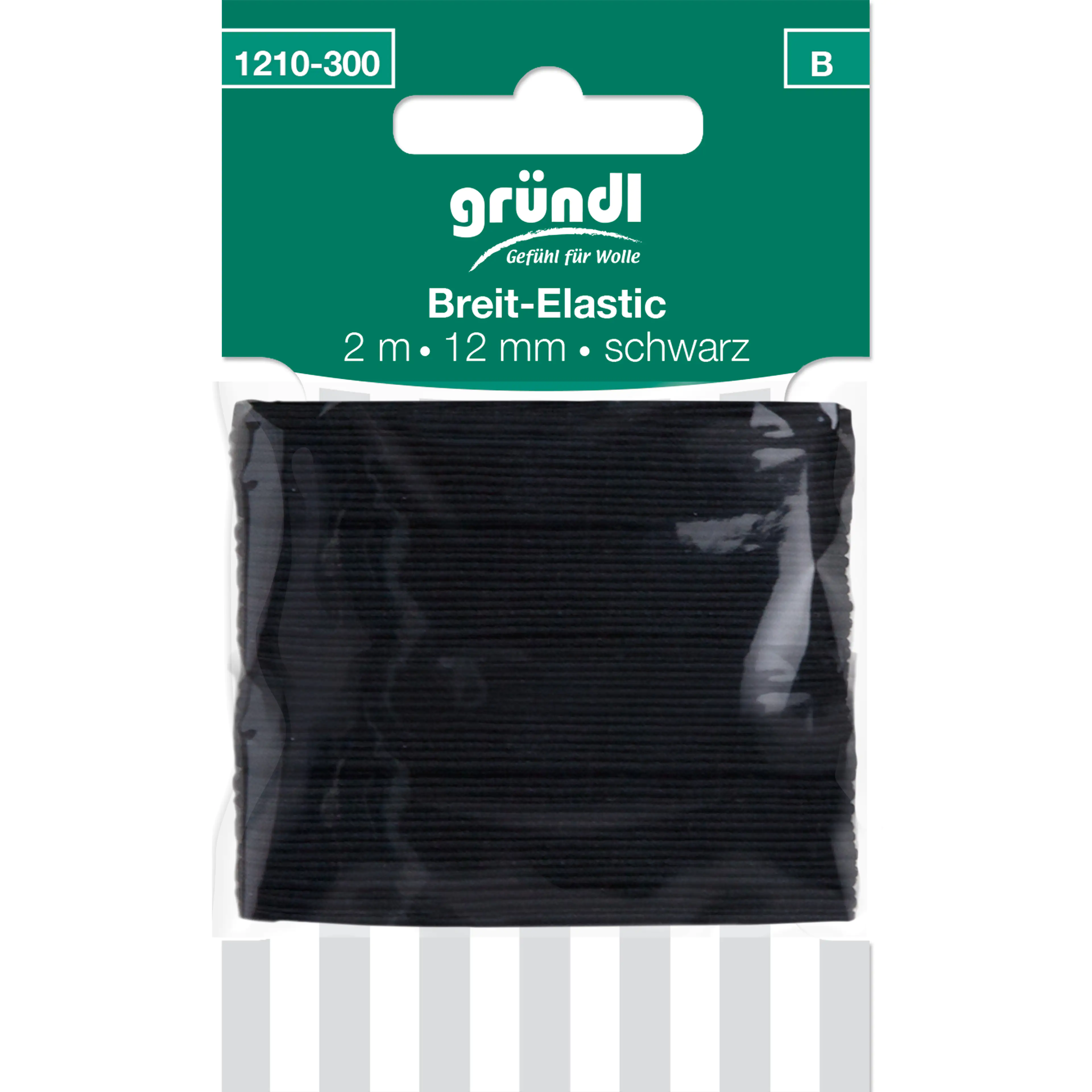Gründl Breit-Elastic schwarz 12 mm x 2 m