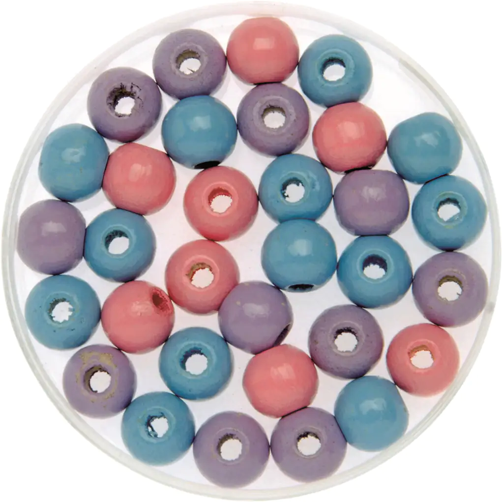 Glorex Holzperle rosa / flieder / blau 6 mm