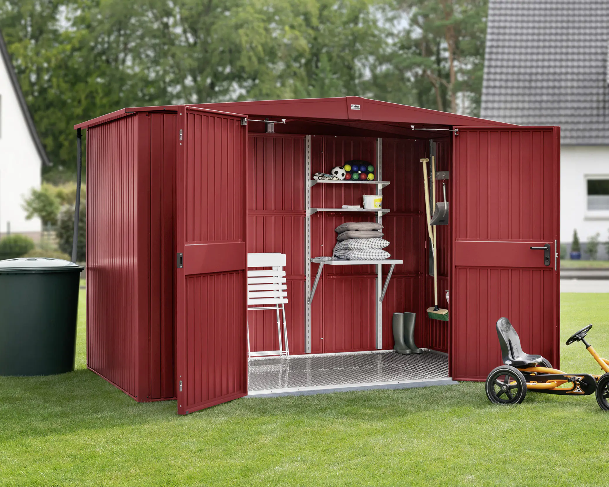 EcoStar Gerätehaus Trend-S Typ 3 purpurrot 323,6 x 247,7 x 219,4 cm