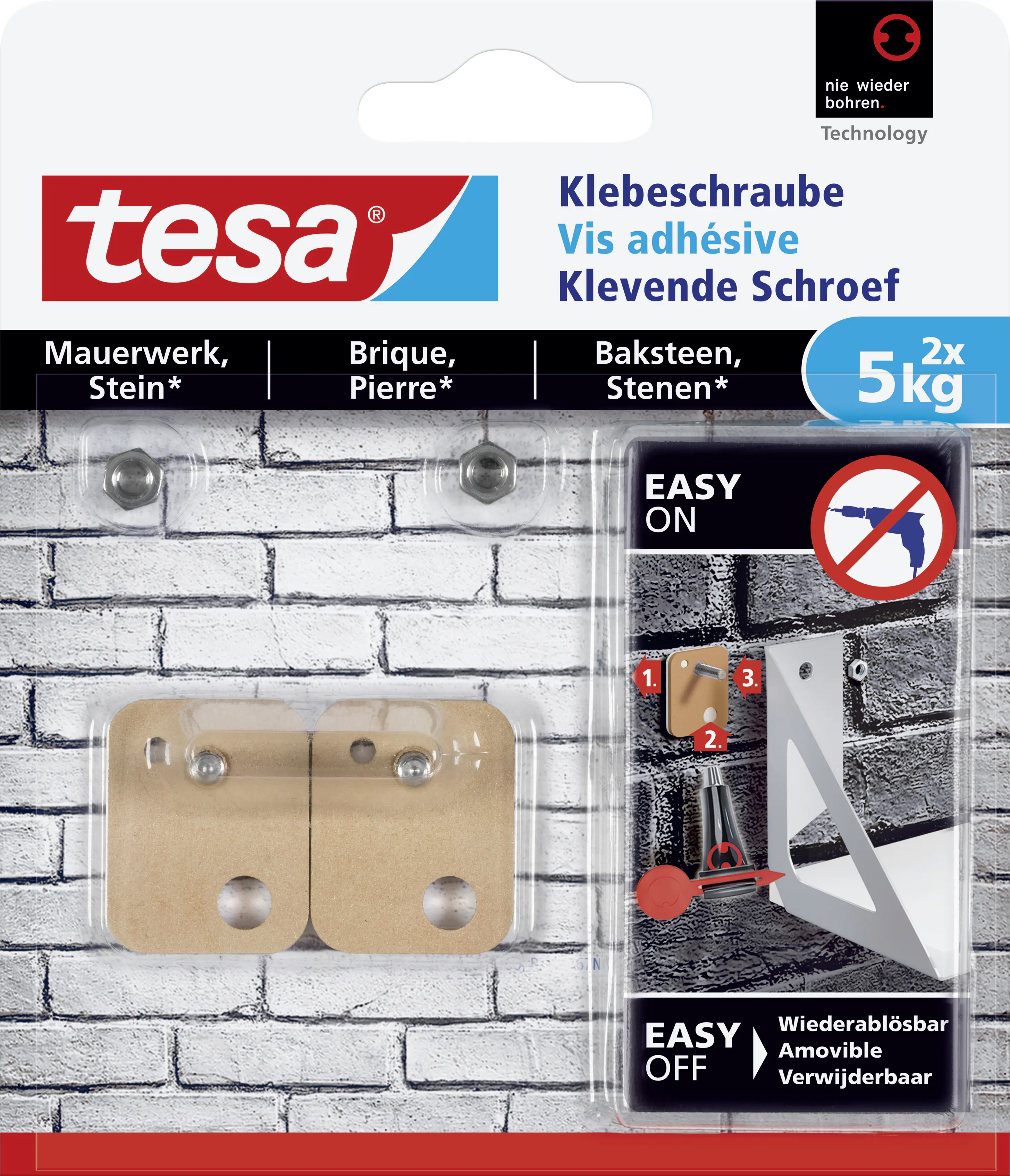 tesa Klebeschraube Traglast 5 kg, 2 Stück