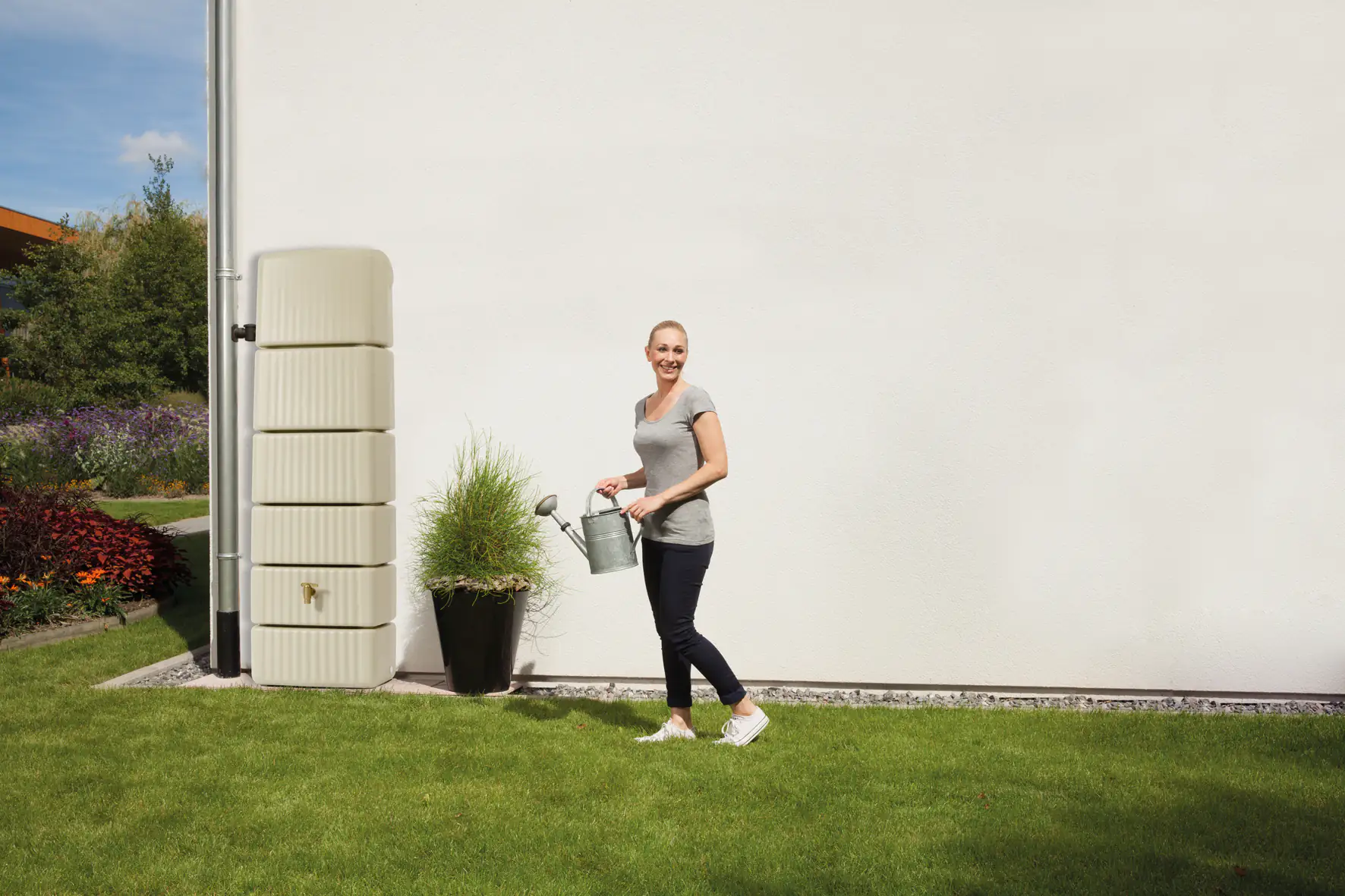 4rain Regenwasser-Wandtank Slim sandbeige 330 l