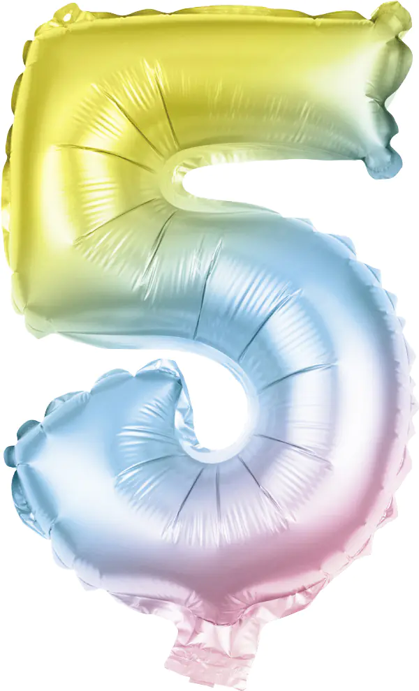 Folienballon Zahl 5 bunt 100 cm