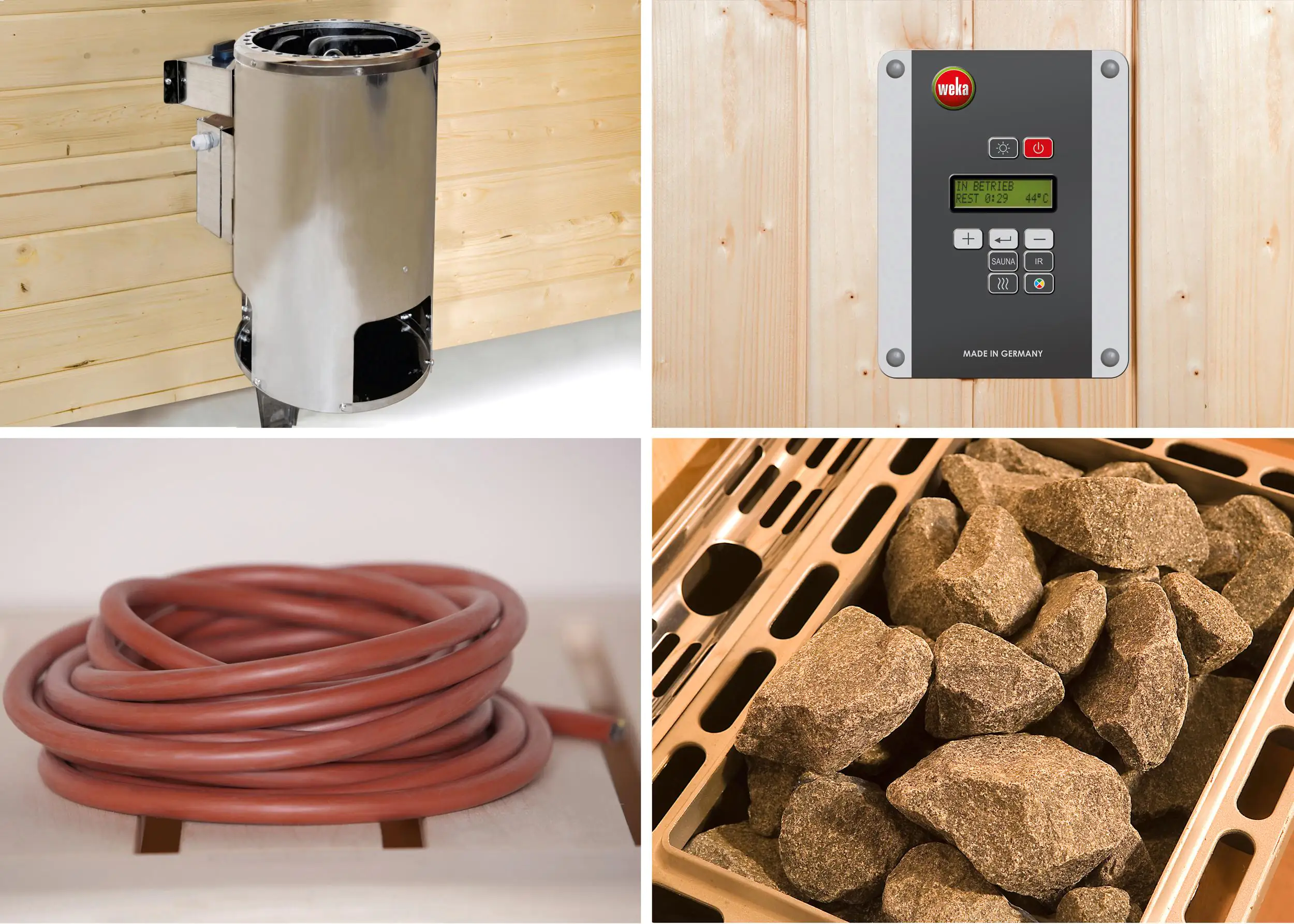 Weka Element-Ecksauna Kiruna 1 mit Glastür und Kompakt BioS Saunaofen Weka Element-Ecksauna Kiruna 1 mit Glastür und Kompakt BioS Saunaofen