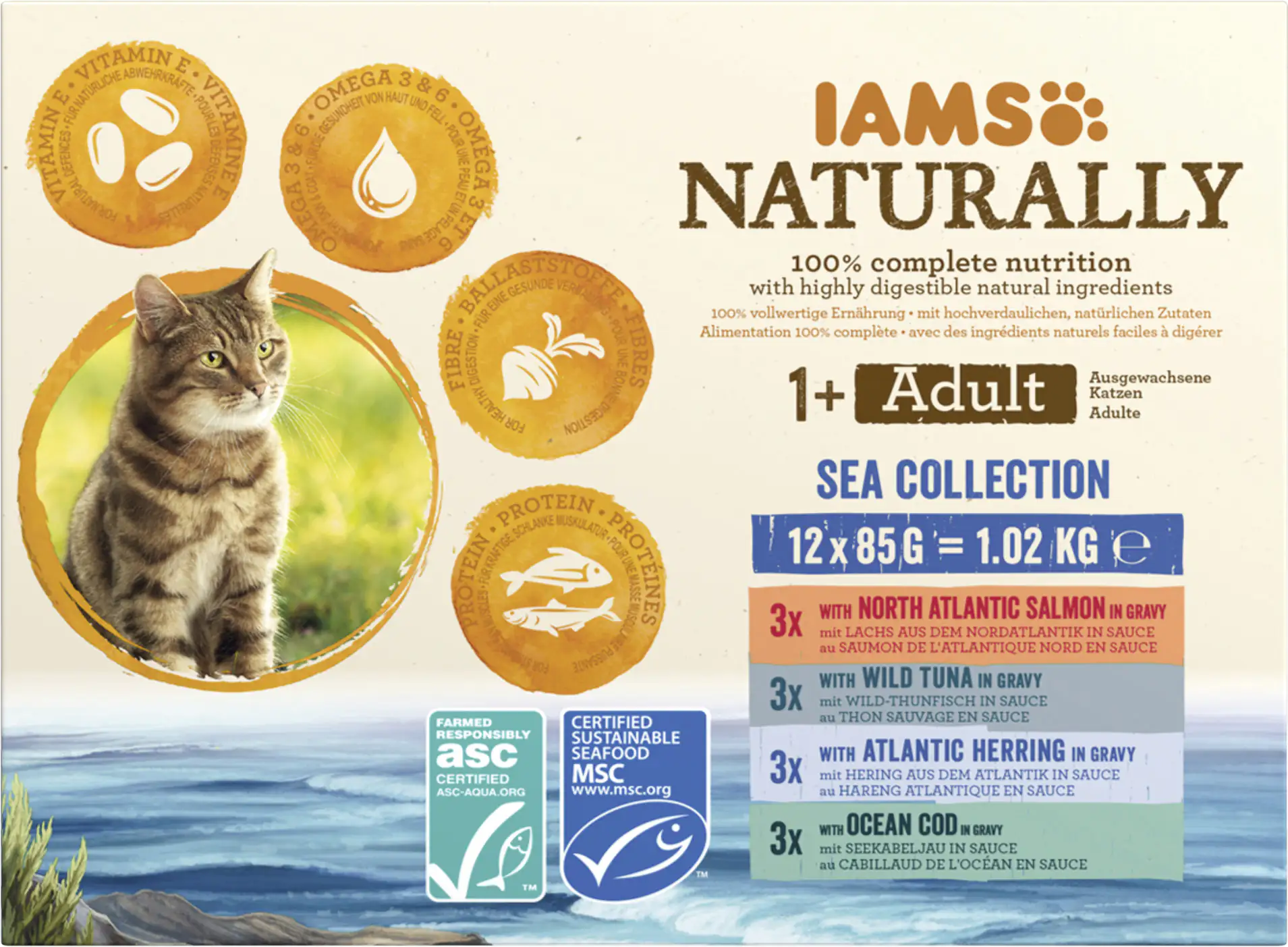 IAMS Naturally Katze Erw. See Mix 12x85g 12x 85g