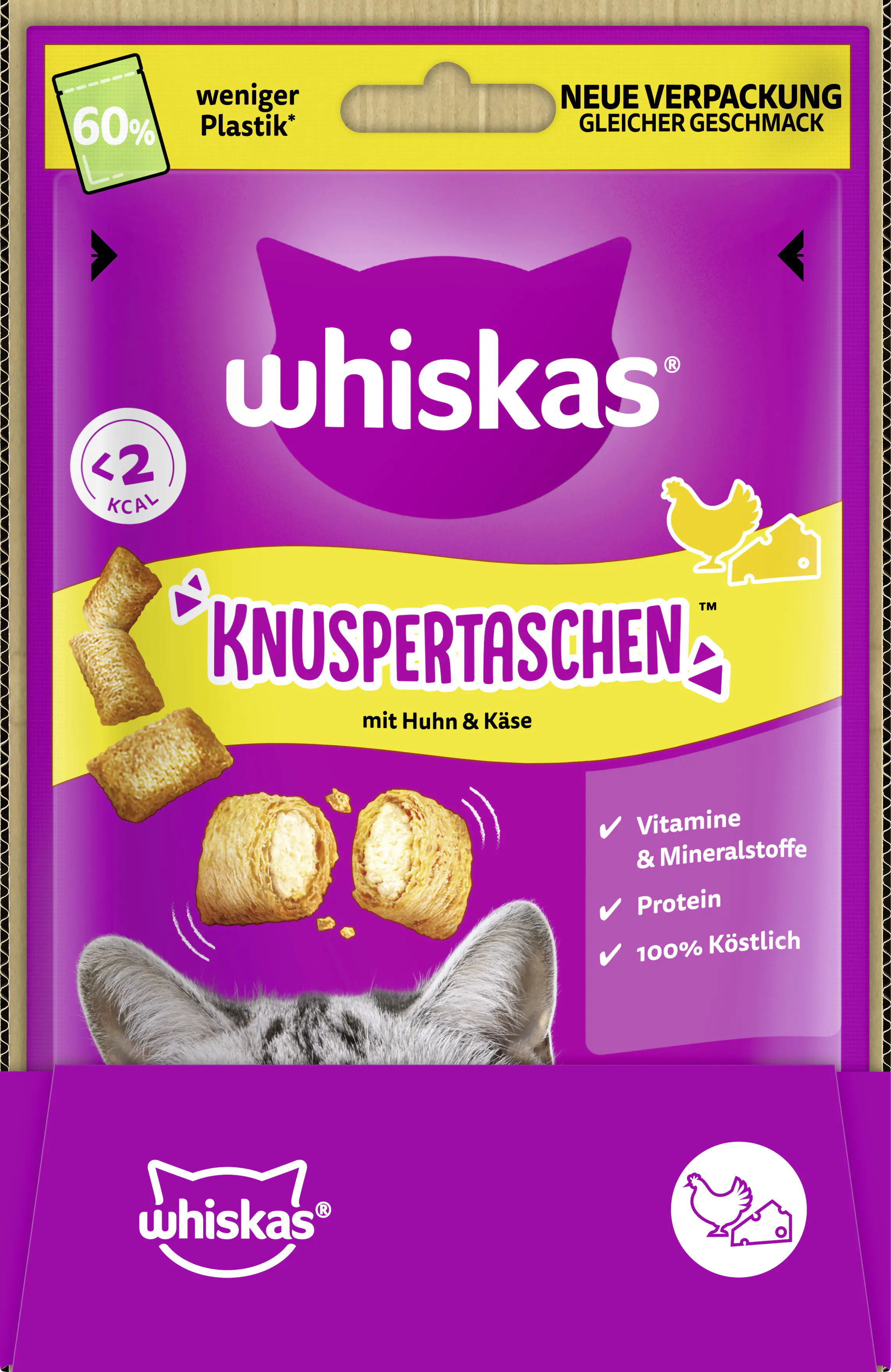 Whiskas Knuspertaschen Katzensnack 60 g Huhn & Käse