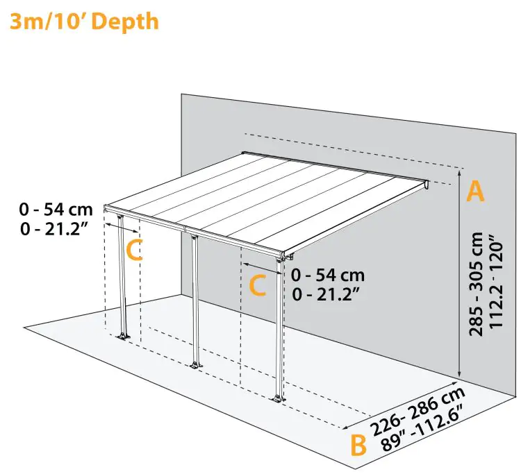 Canopia Terrassendach 1092 x 300 cm weiß