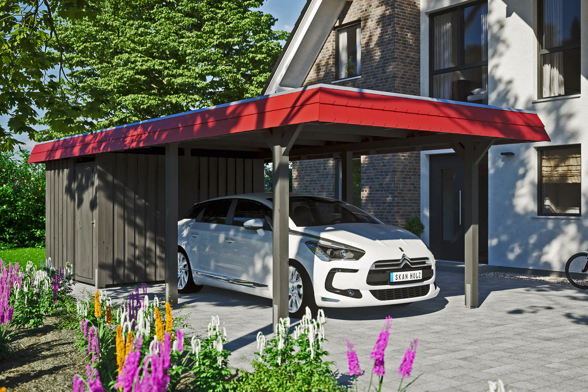 4018211031498 SKAN HOLZ Carport Wendland mit Abstellraum 362 x 870 cm mit Aluminiumdach,
