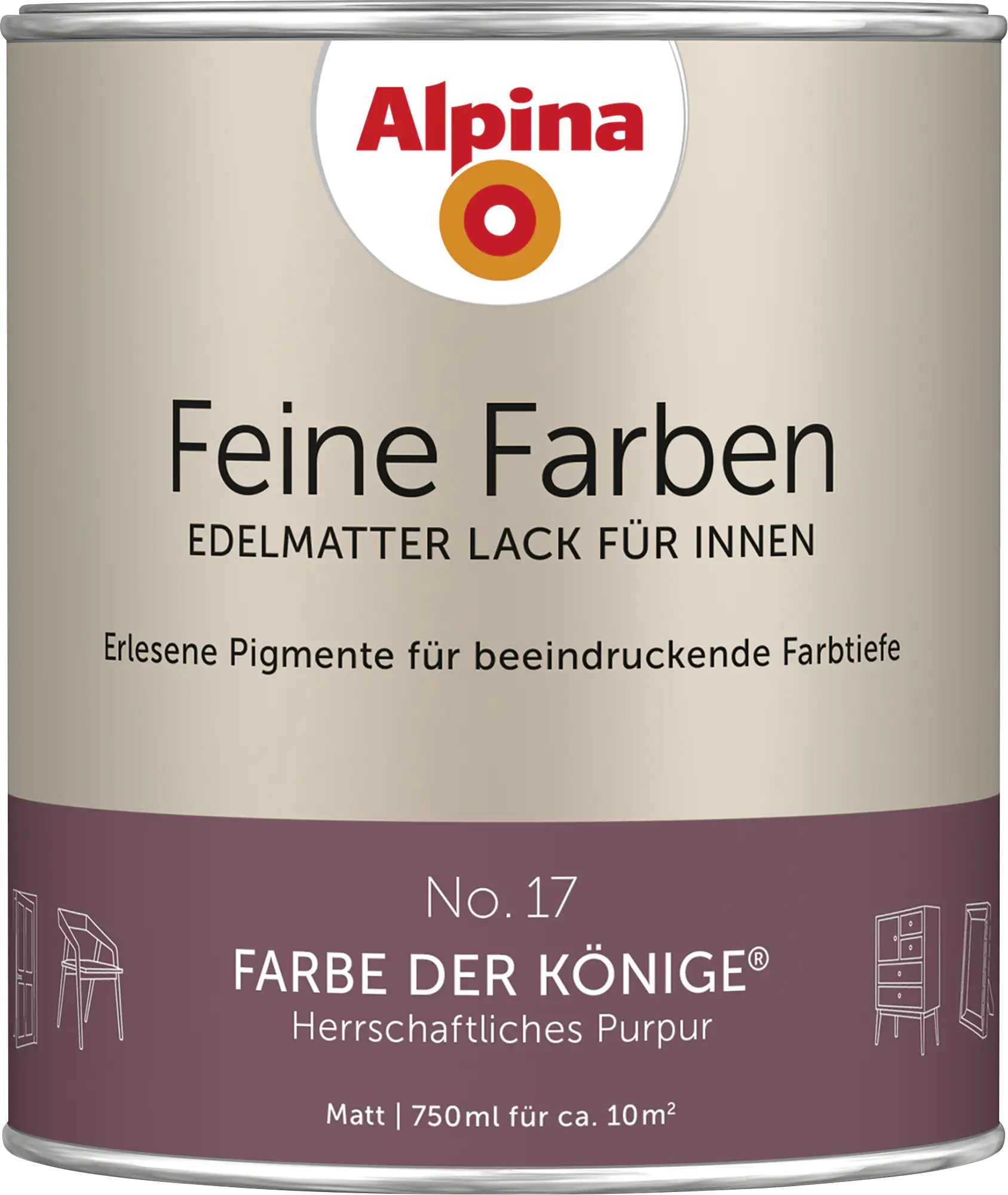 Alpina Feine Farben Lack No. 17 Farbe der Könige  purpur edelmatt 750 ml Alpina Feine Farben Lack No. 17 Farbe der Könige  purpur edelmatt 750 ml