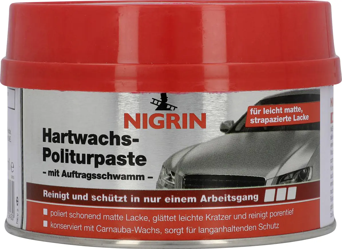 Nigrin Hartwachs-Politurpaste mit Auftrageschwamm 250ml