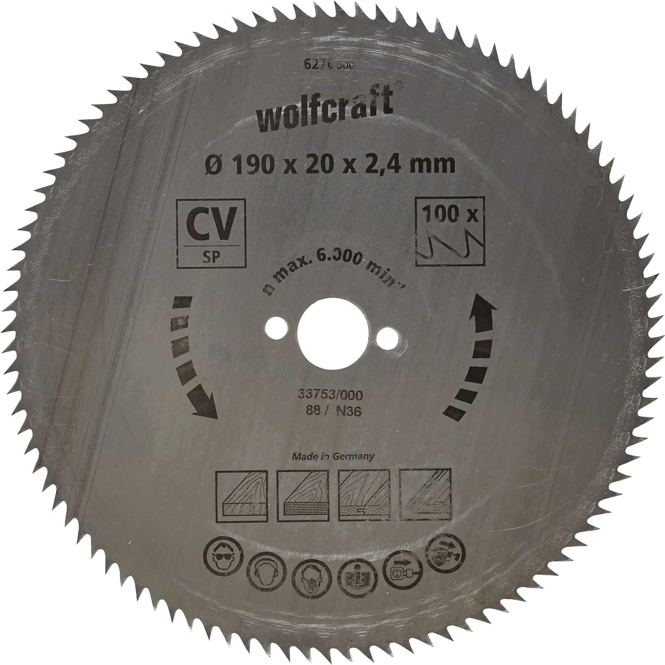 Wolfcraft Kreissägeblatt Ø 190 mm Bohrung Ø 20 mm 90 Zähne