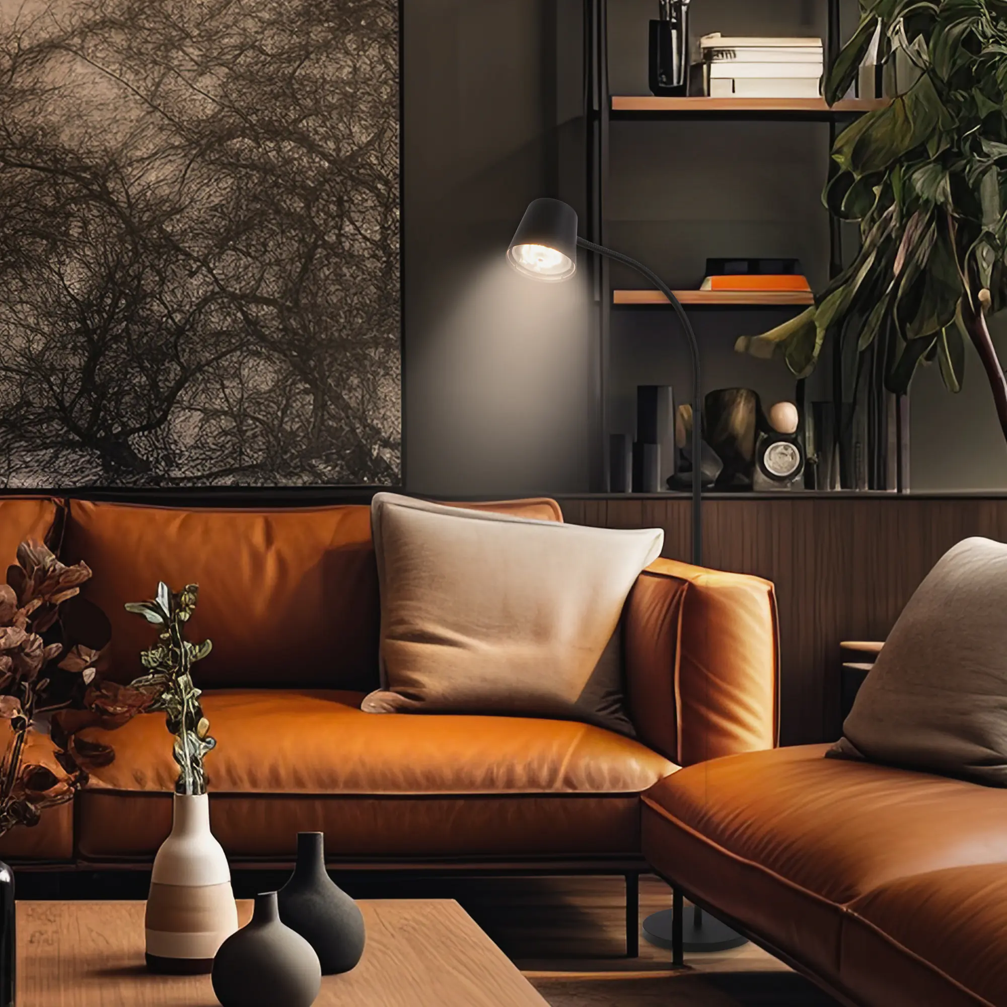 Brilloner LED-Akku-Stehleuchte Cielo 5,5 W Metall schwarz warmweiß