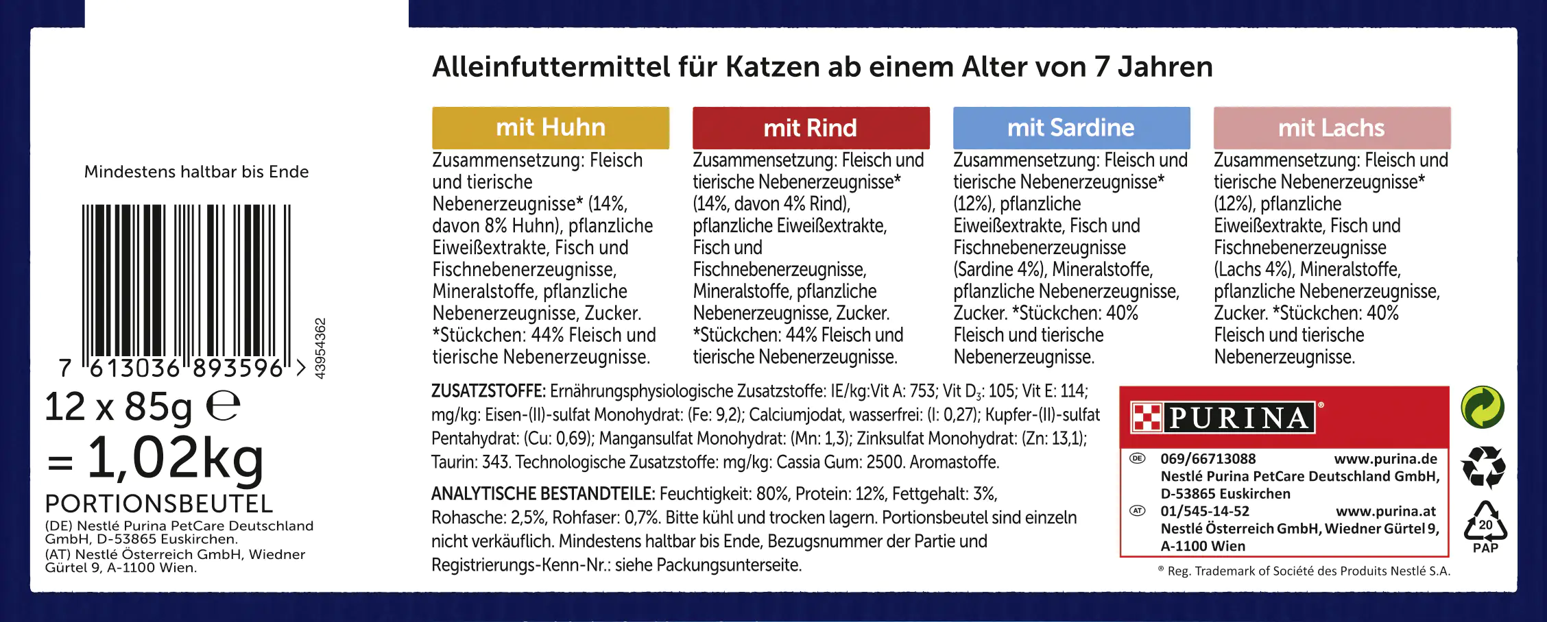 Felix Senior Gemischte Vielfalt in Gelee Katzenfutter 12 x 85g
