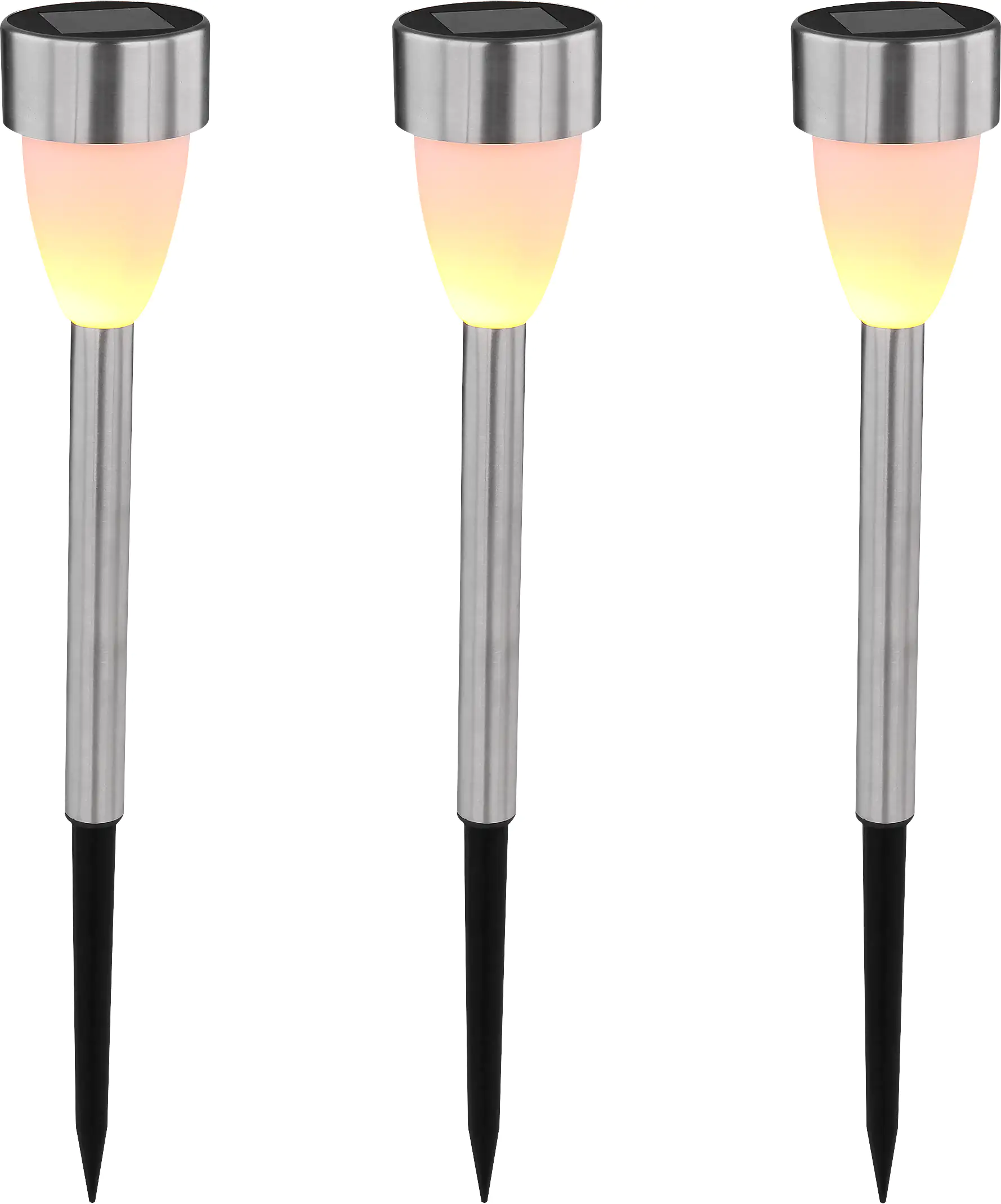 Globo Lighting LED Solarleuchte mit Flacker-Effekt Edelstahl 3er Set
