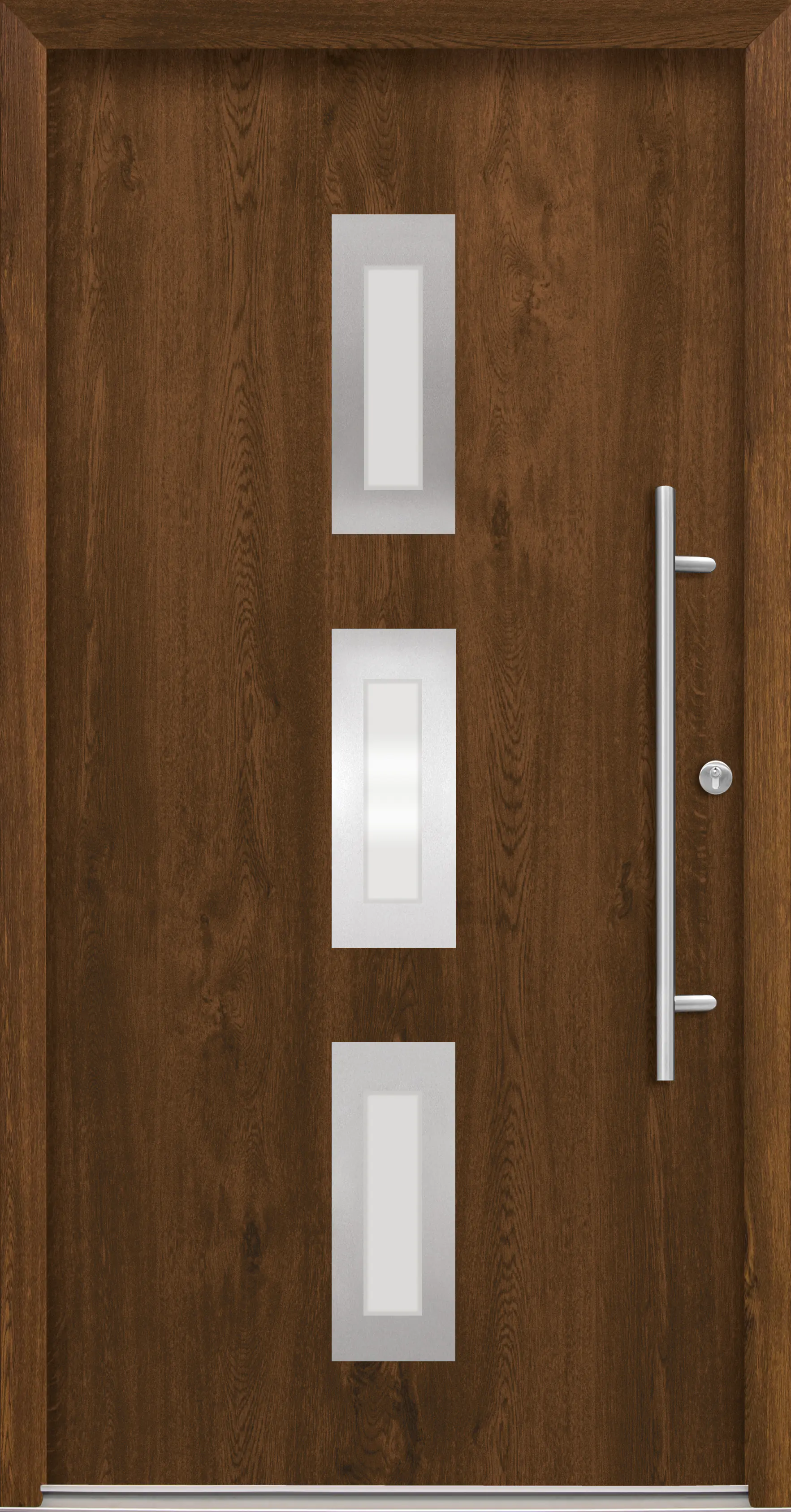 Splendoor Haustür Passivedoor Premium B02 Nussbaum DIN Rechts 100 x 210 cm