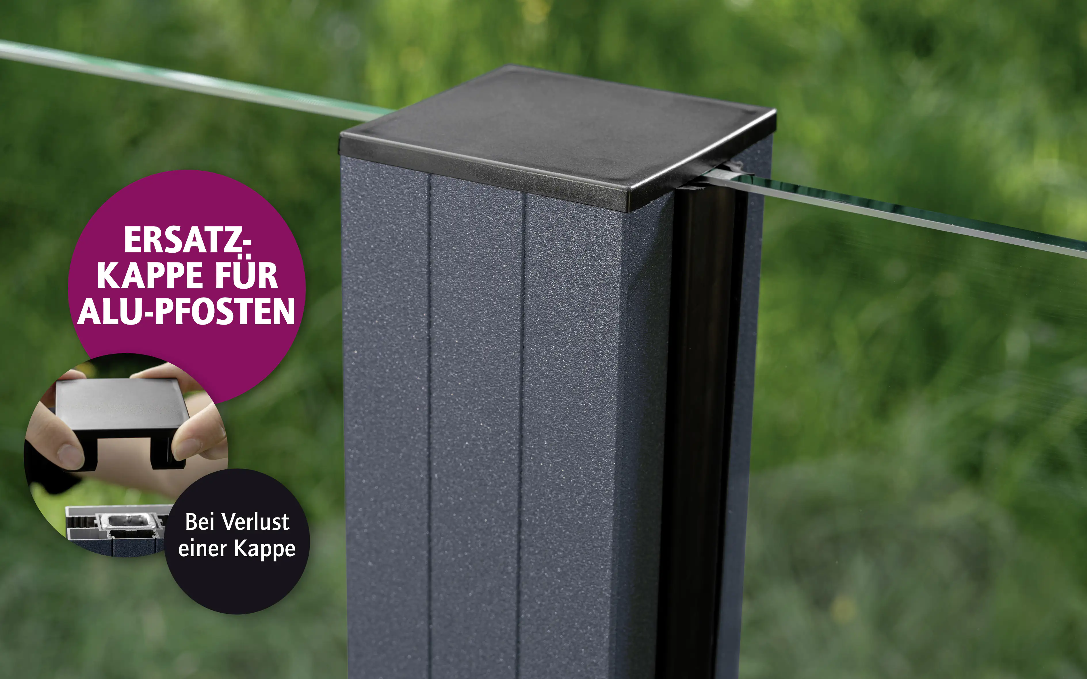 Ambiente Ersatzkappe oben für Alumiunium-Pfosten 68 x 68 mm