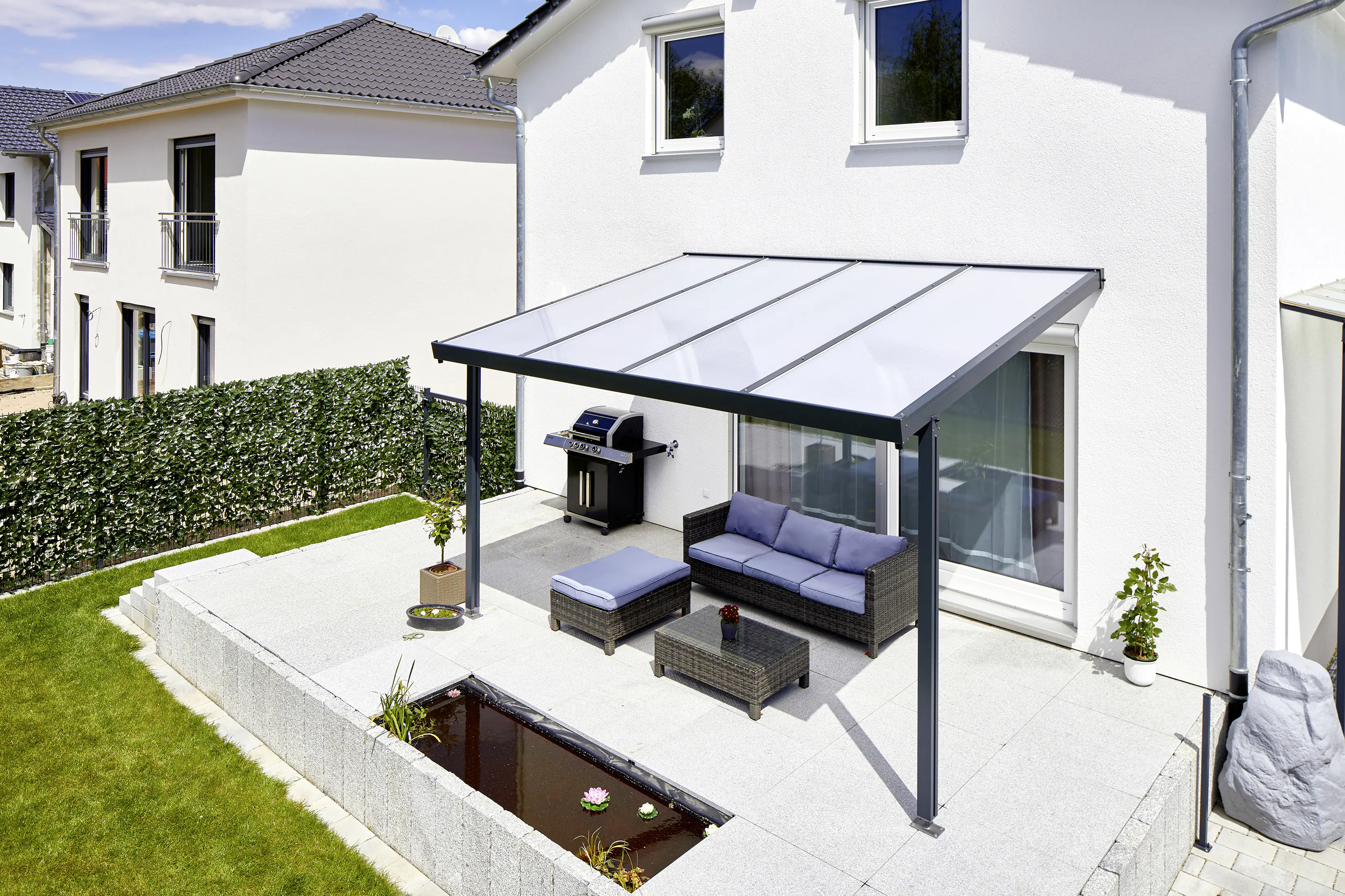 Gutta Premium Terrassendach 410,2 x 306 cm anthrazit PC weiß opal 16 mm