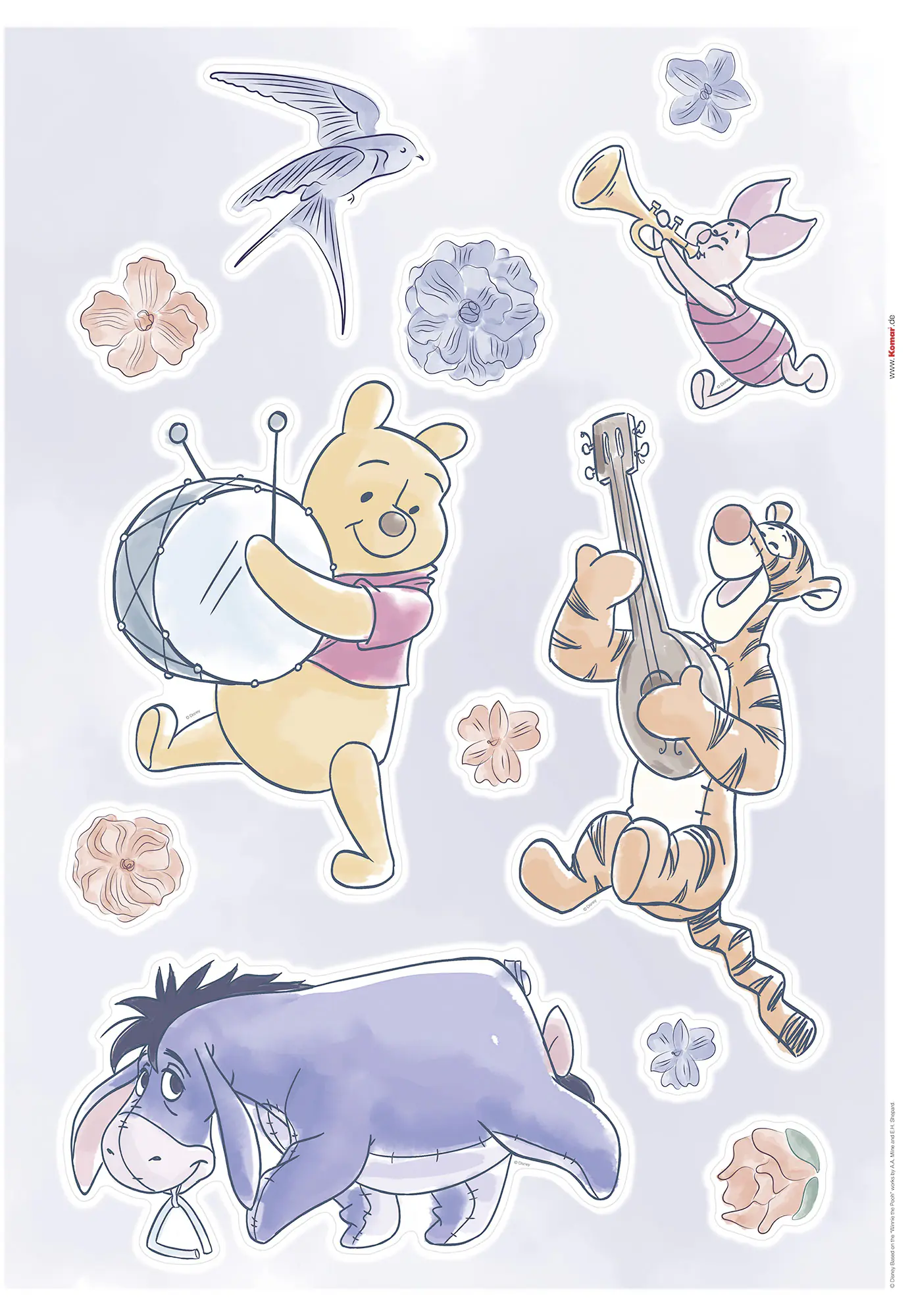 Komar Dekosticker Winnie Pooh Flowers 50 x 70 cm  