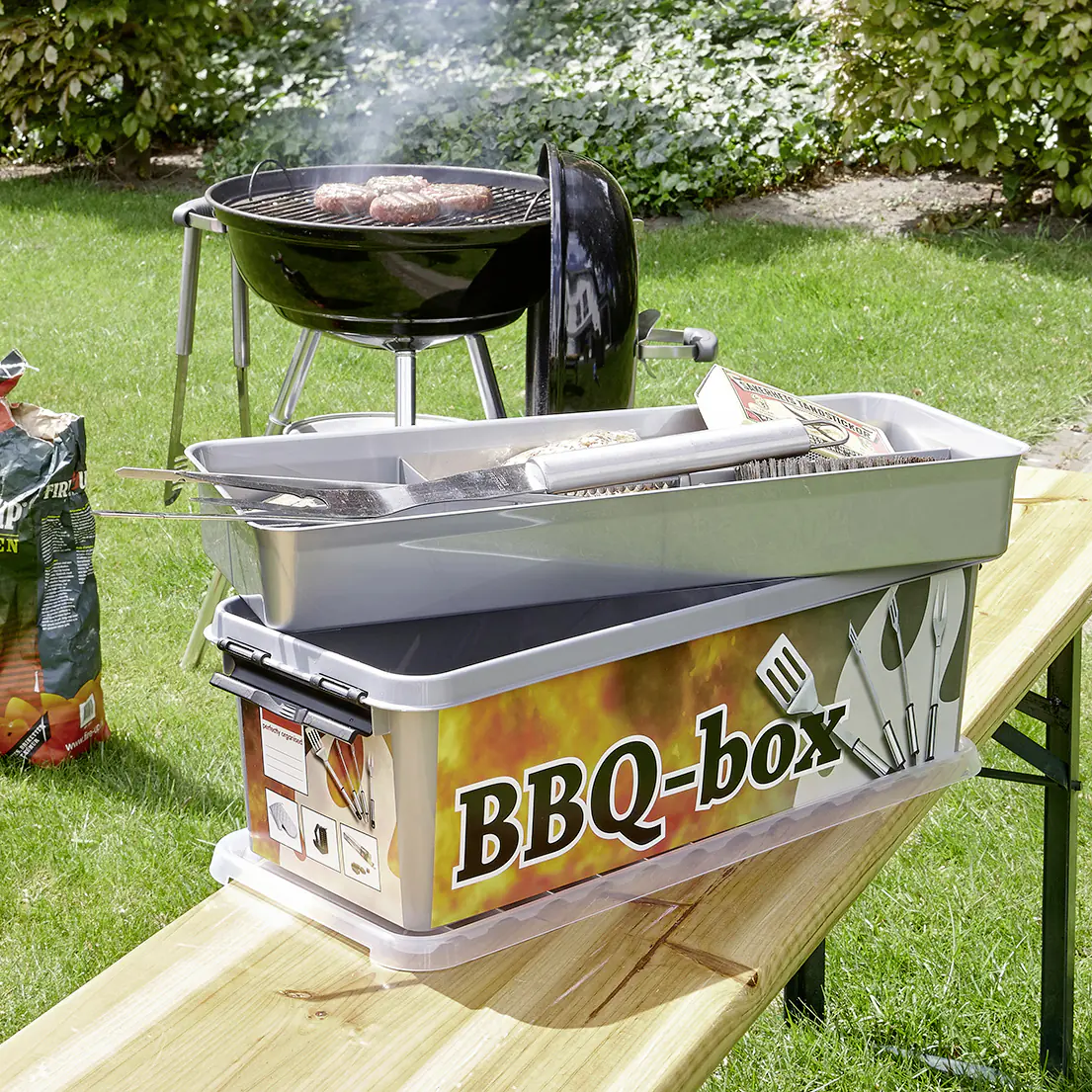 Sunware Aufbewahrungsbox Q-line BBQ mit Einsatz 9,5L metallfarbig schwarz