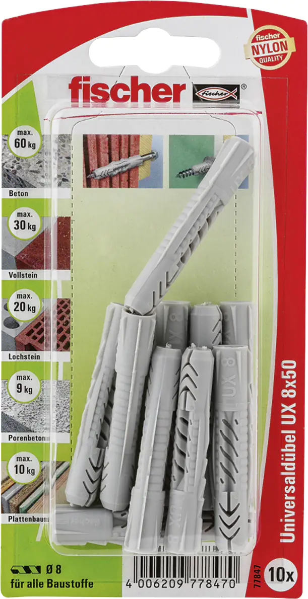 Fischer Universaldübel UX 8.0 x 50 mm - 10 Stück