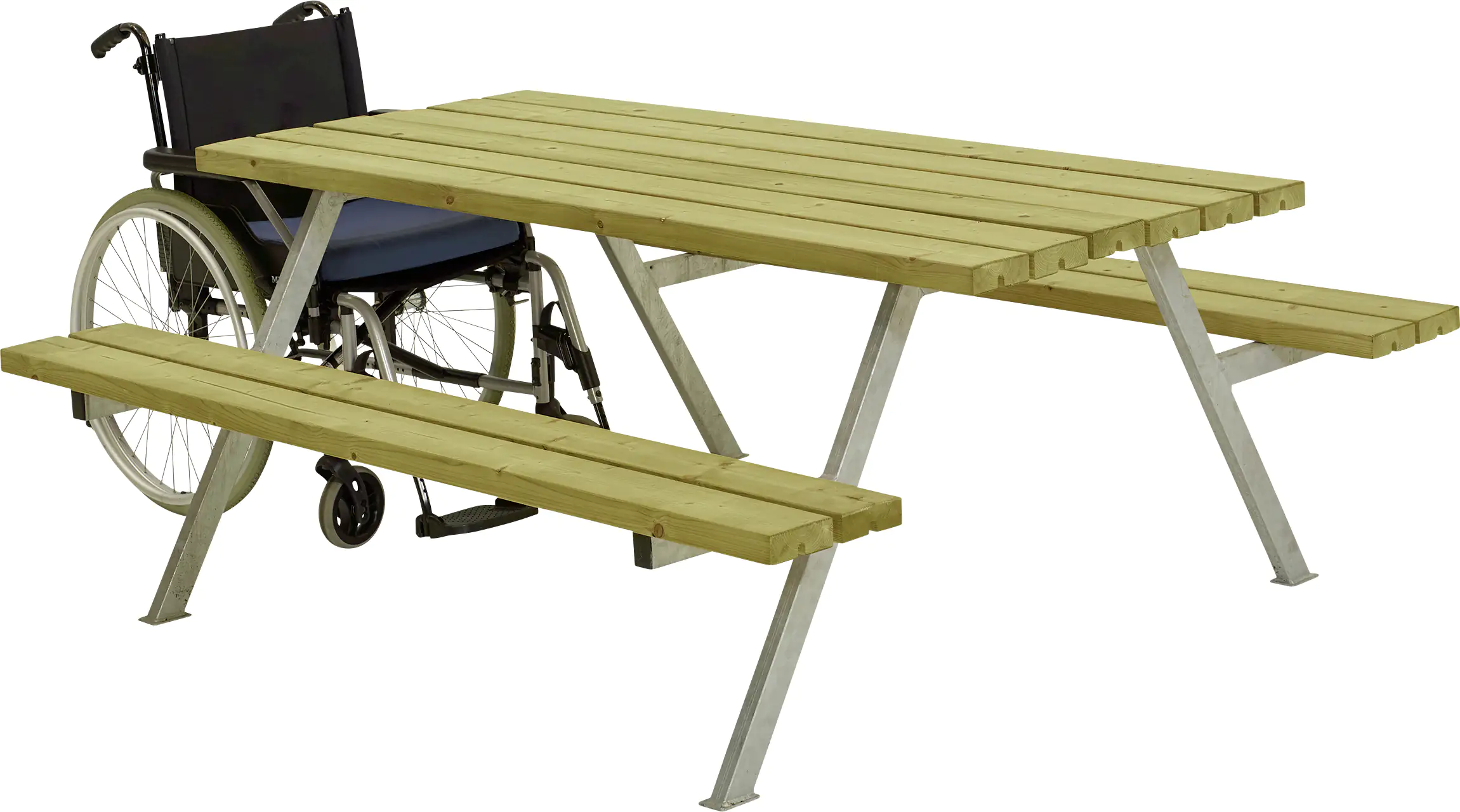 Plus Picknicktisch Alpha Stahl-Holz 177 x 185 x 73 cm natur