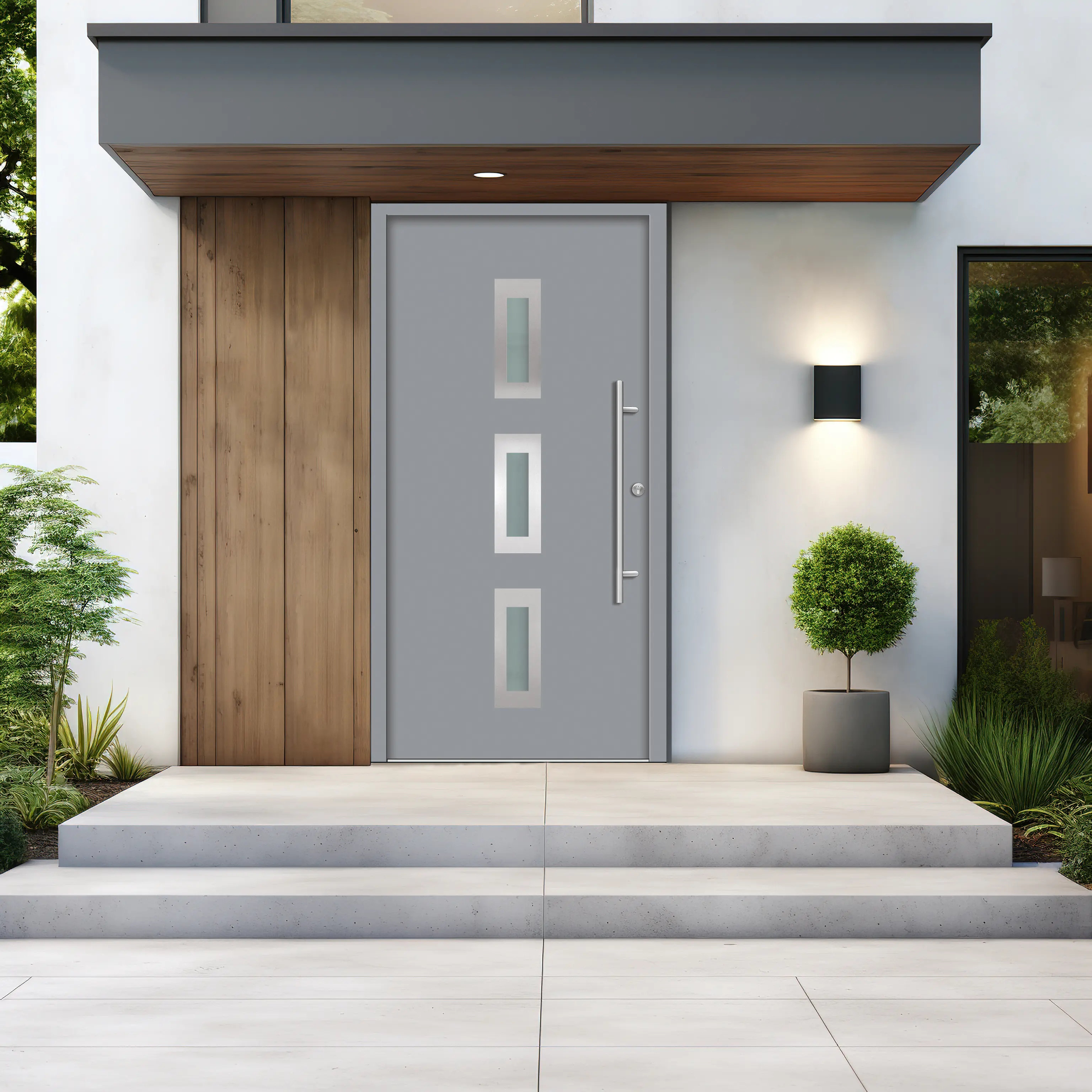 Splendoor Haustür Passivedoor Premium B02 Grau DIN Rechts 100 x 210 cm